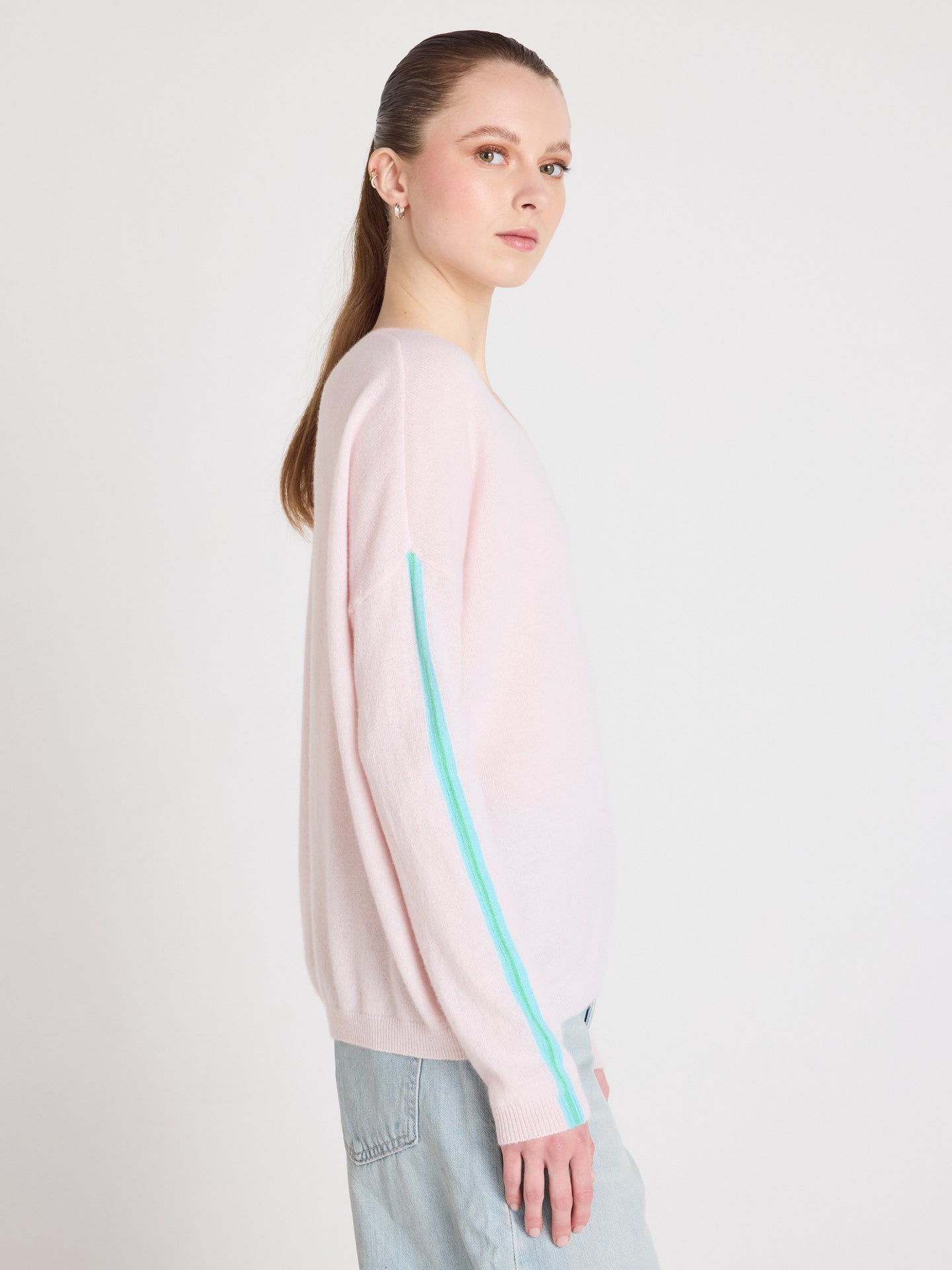 pull col v à bandes alexia - Maglione a V in cashmere - ballerina