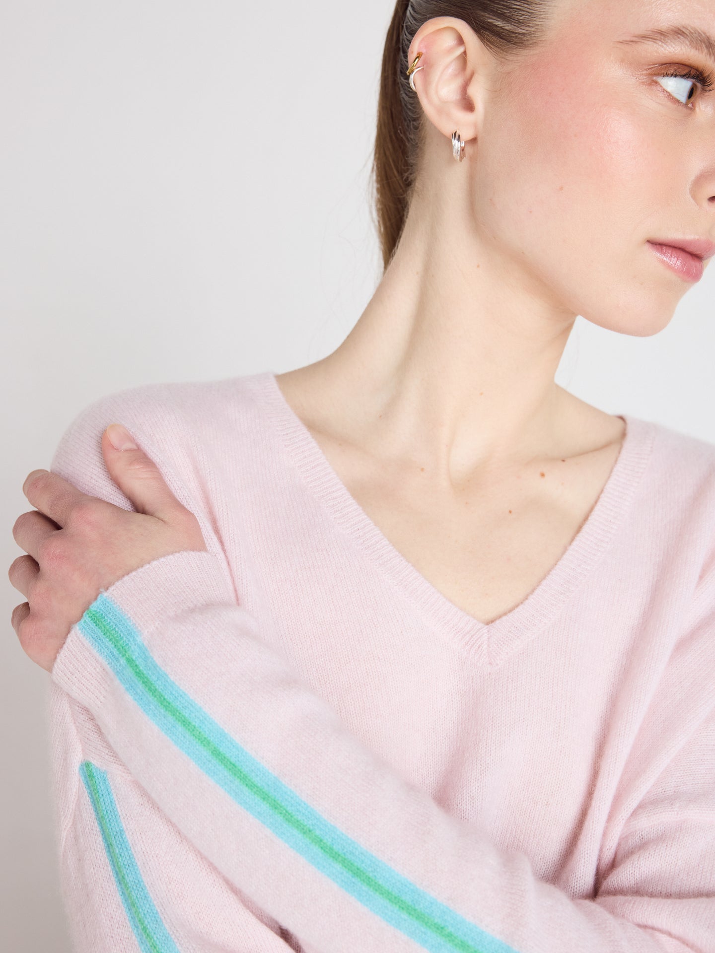 pull col v à bandes alexia - Maglione a V in cashmere - ballerina