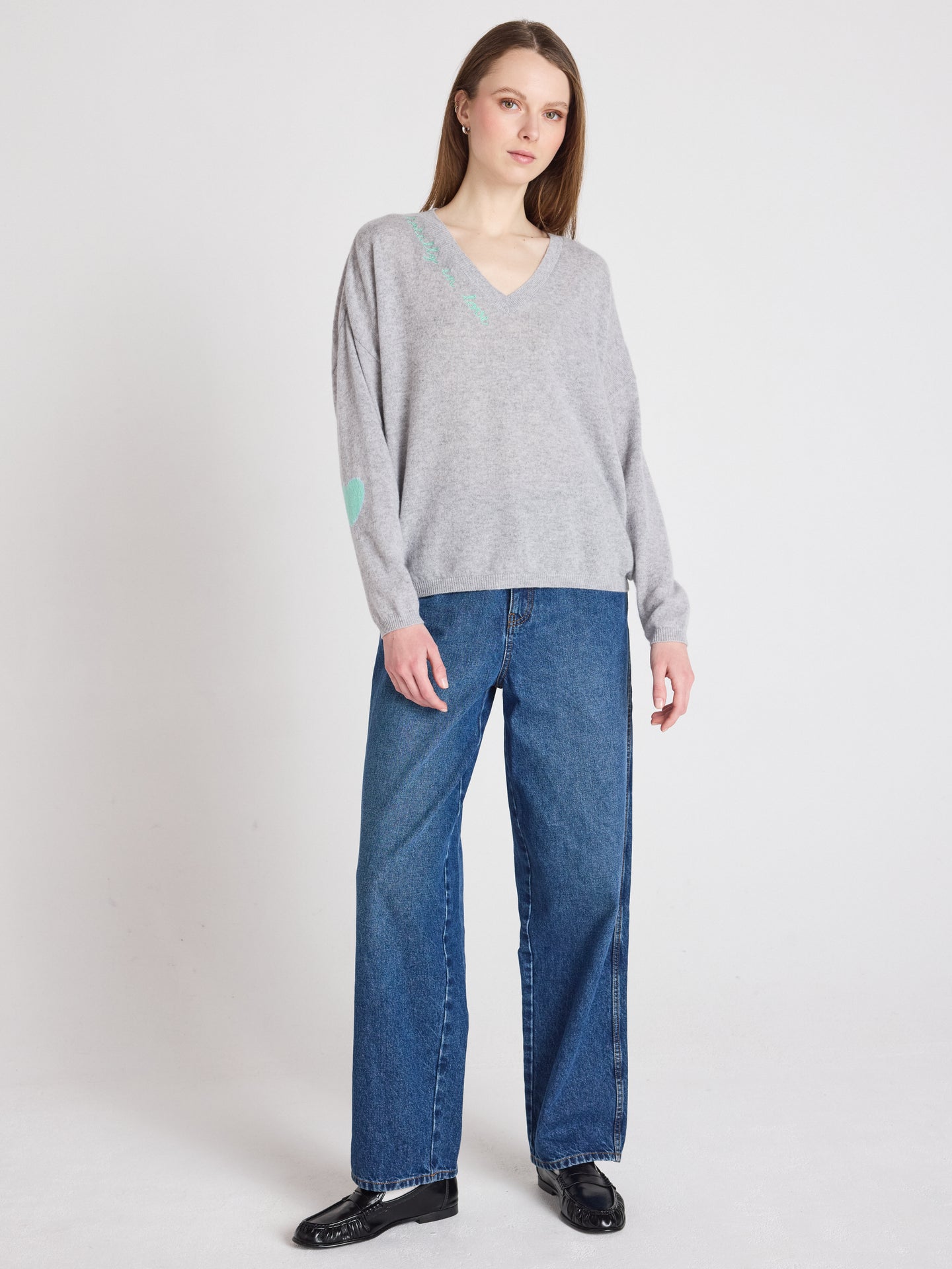 pull col v kennedy - cachemire - light heather grey