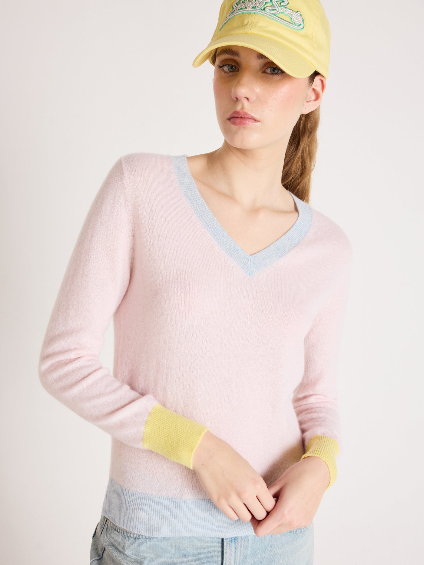 isla - Kaschmirpullover mit V-Ausschnitt - ballerina