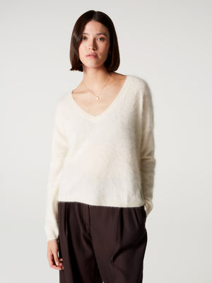 Pullover Soeli - gebürsteter Kaschmir - Creme