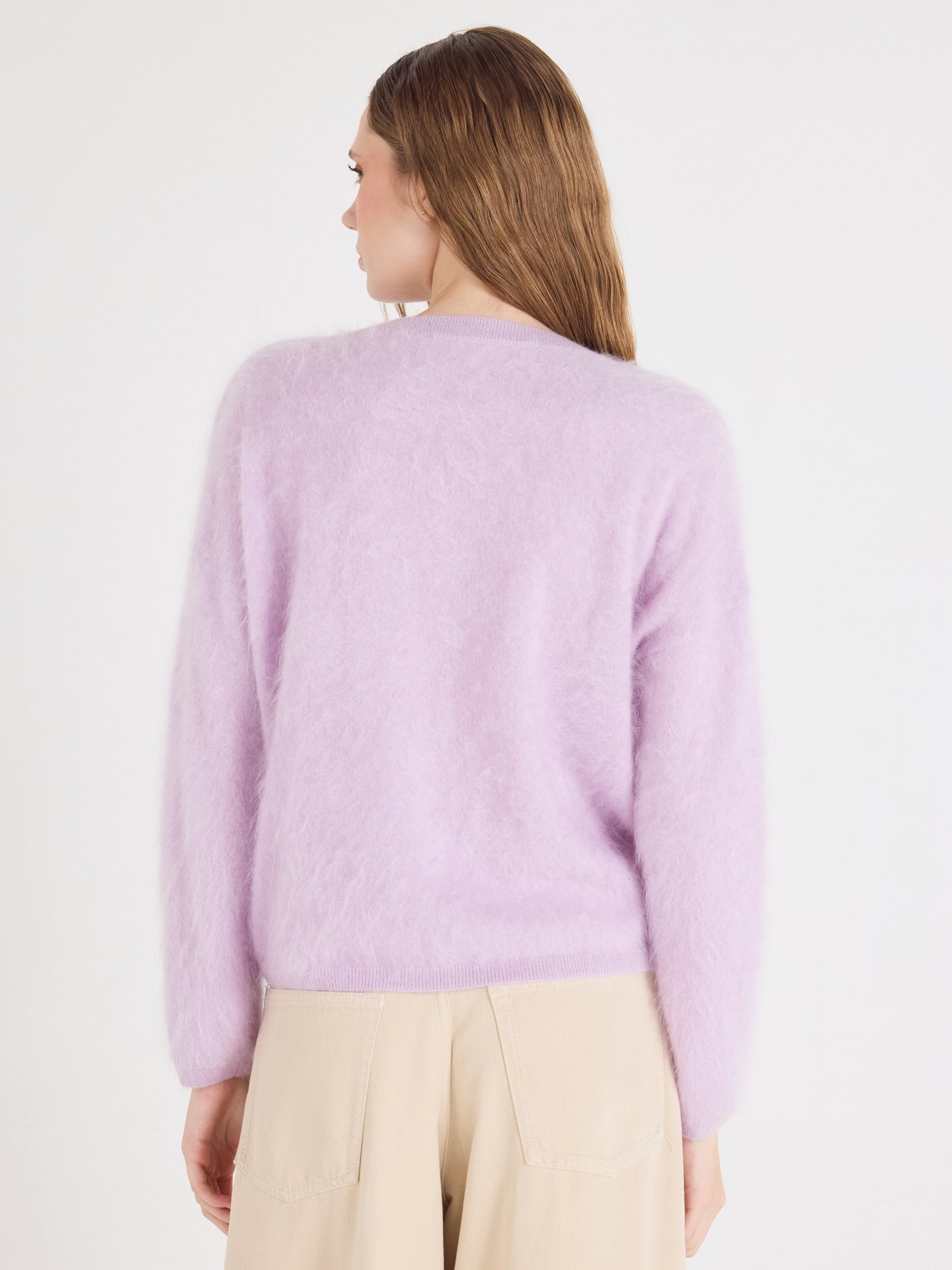 soeli - V-neck brushed cashmere sweater - lilac