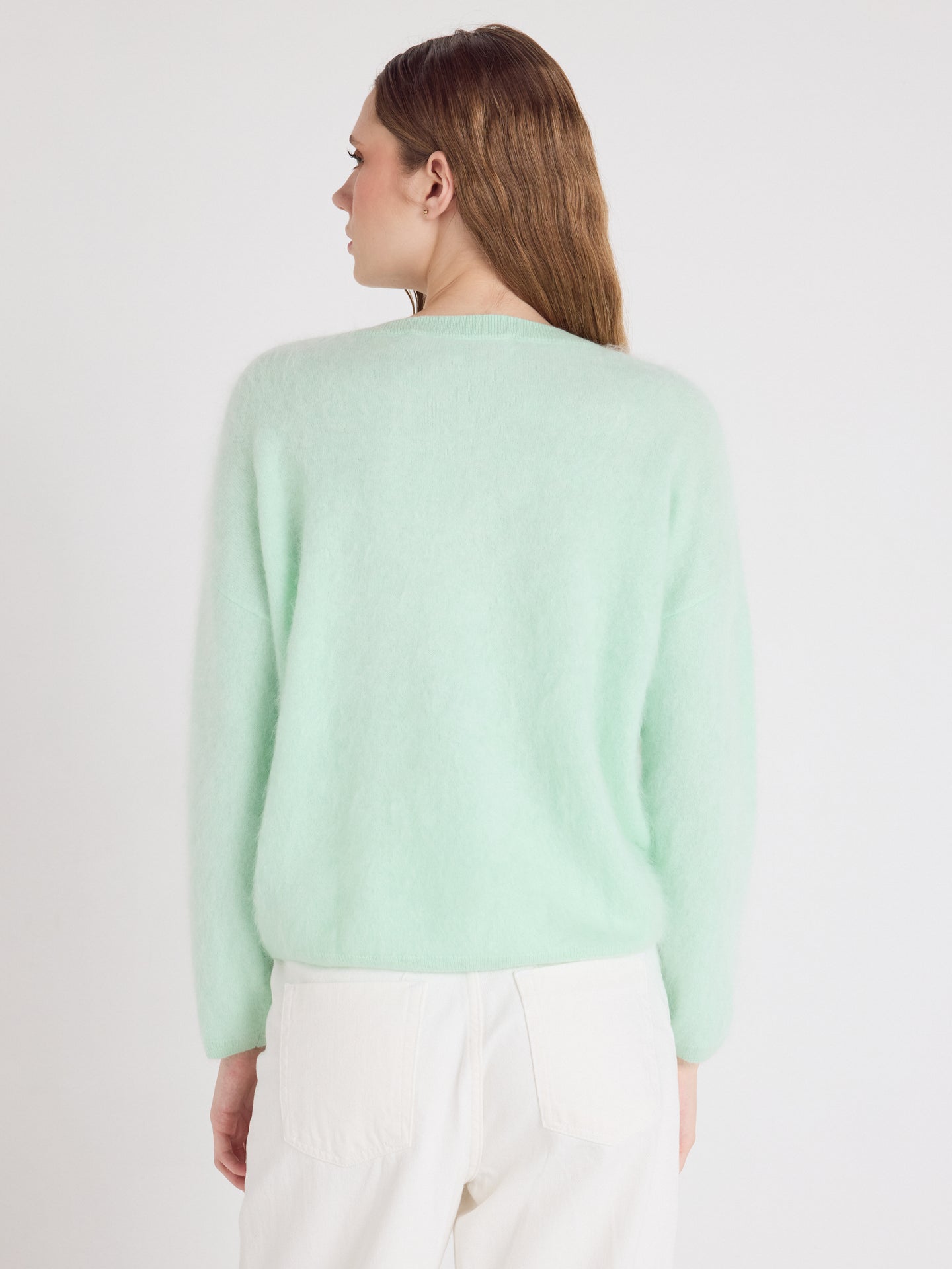 pull oversize col v soeli - cachemire brossé - nile green