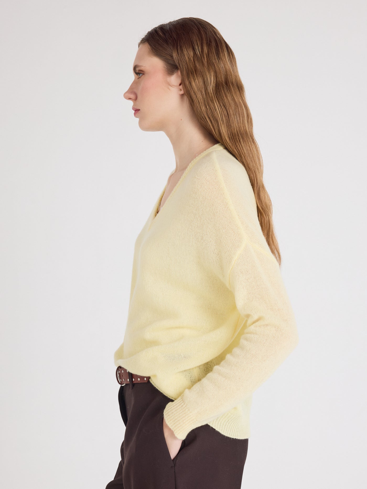 angelica - Pull col V en cachemire - limelight