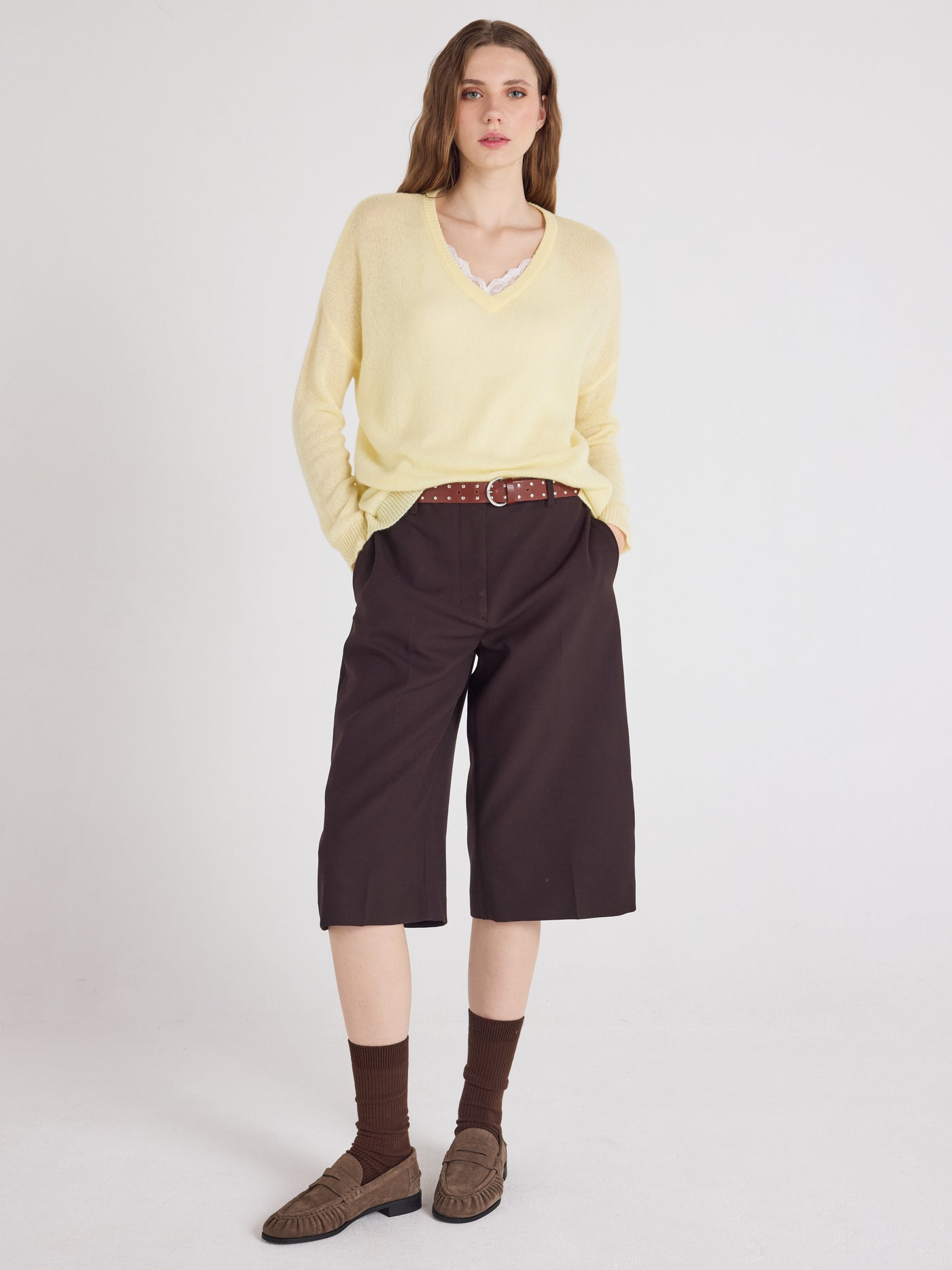 angelica - Pull col V en cachemire - limelight