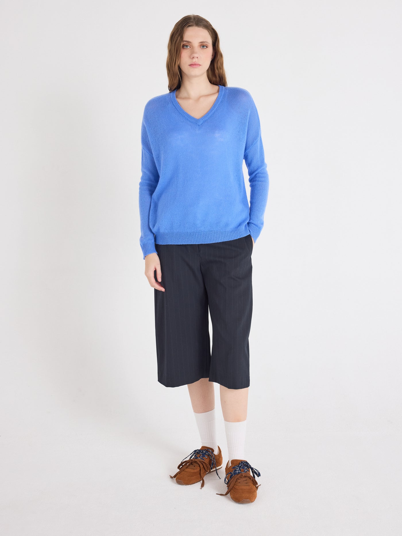 angelica - Pull col V en cachemire - marina blue