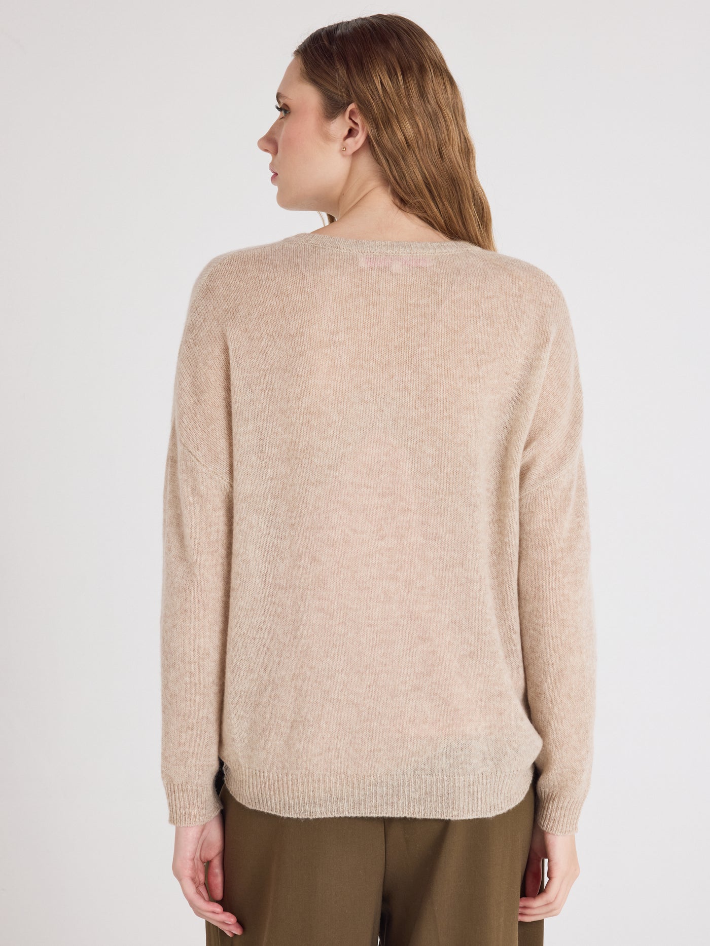 angelica - Pull col V en cachemire - oatmeal