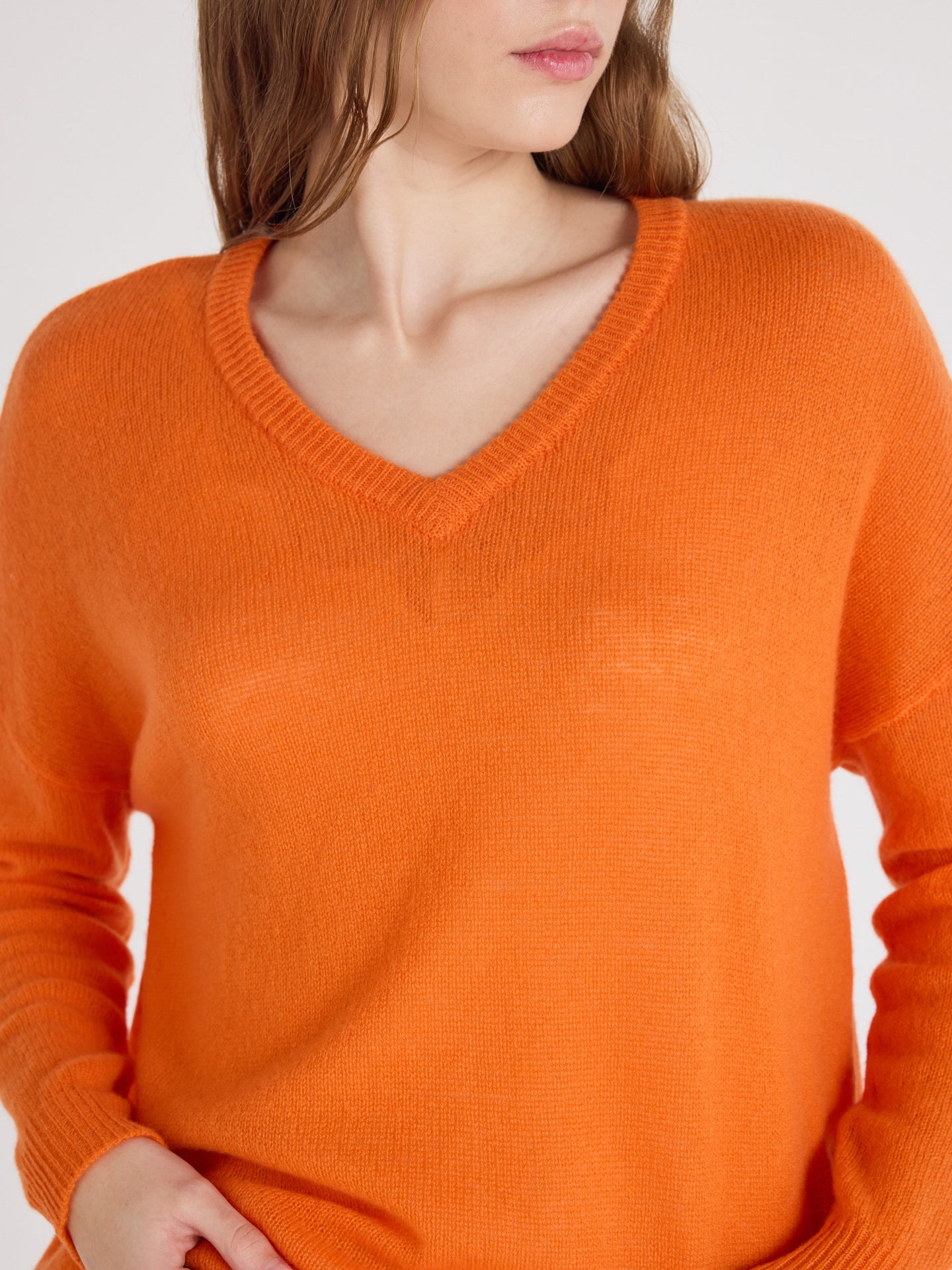 pull col v angelica - cachemire léger - orange
