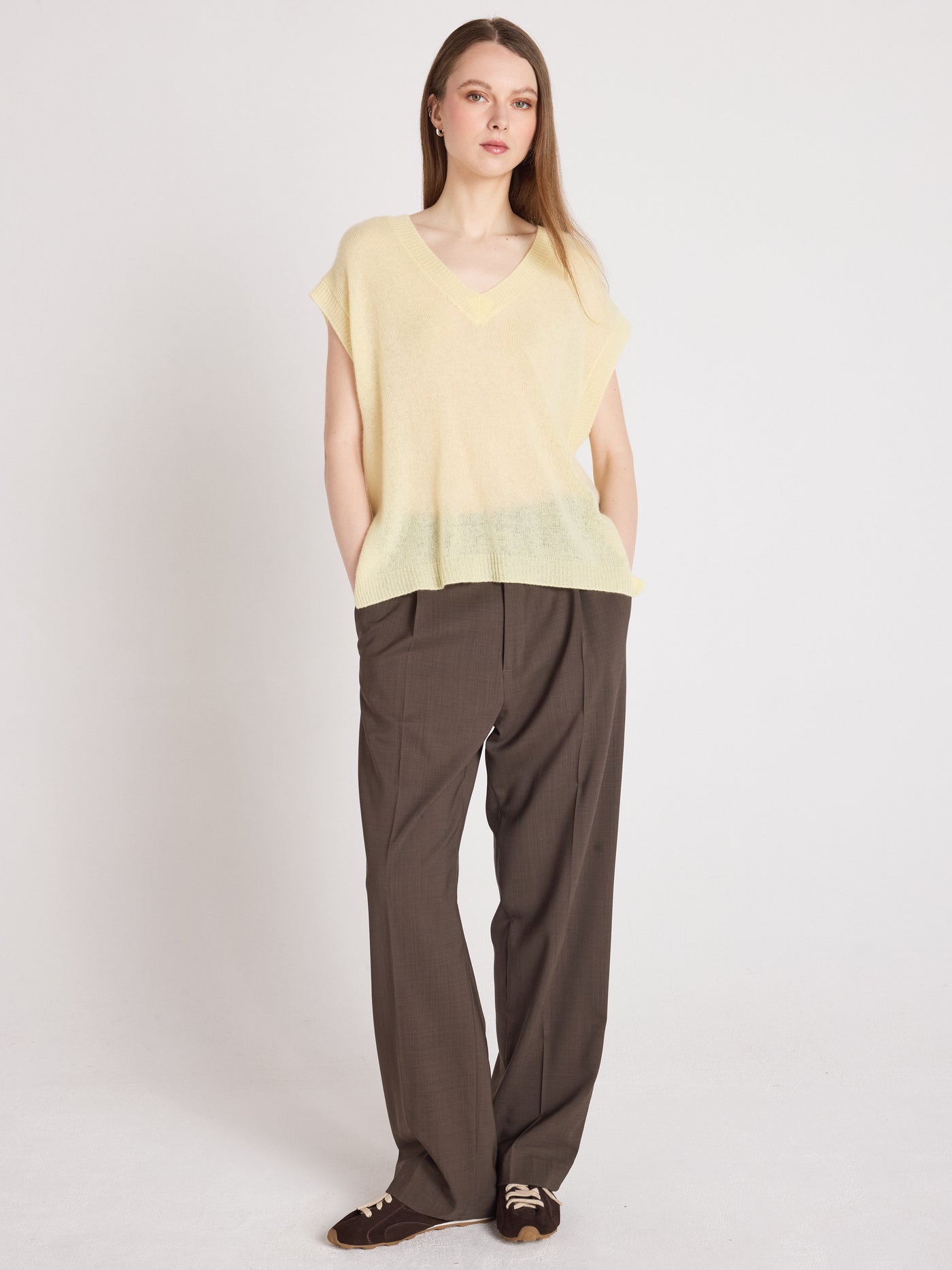 samantha - Zonder mouwen trui van kasjmier - limelight