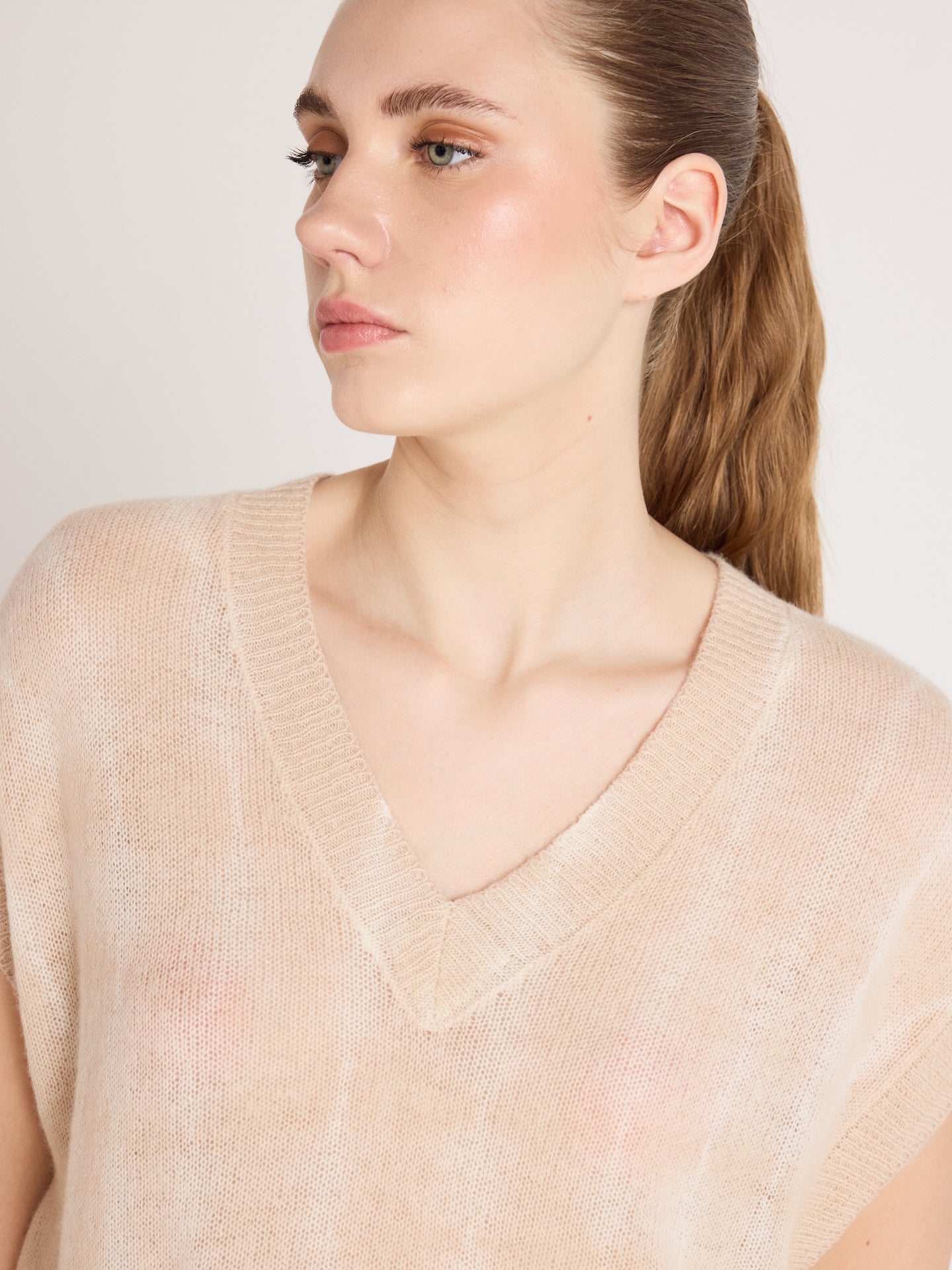Samantha - Sleeveless cashmere sweater - tie dye beige