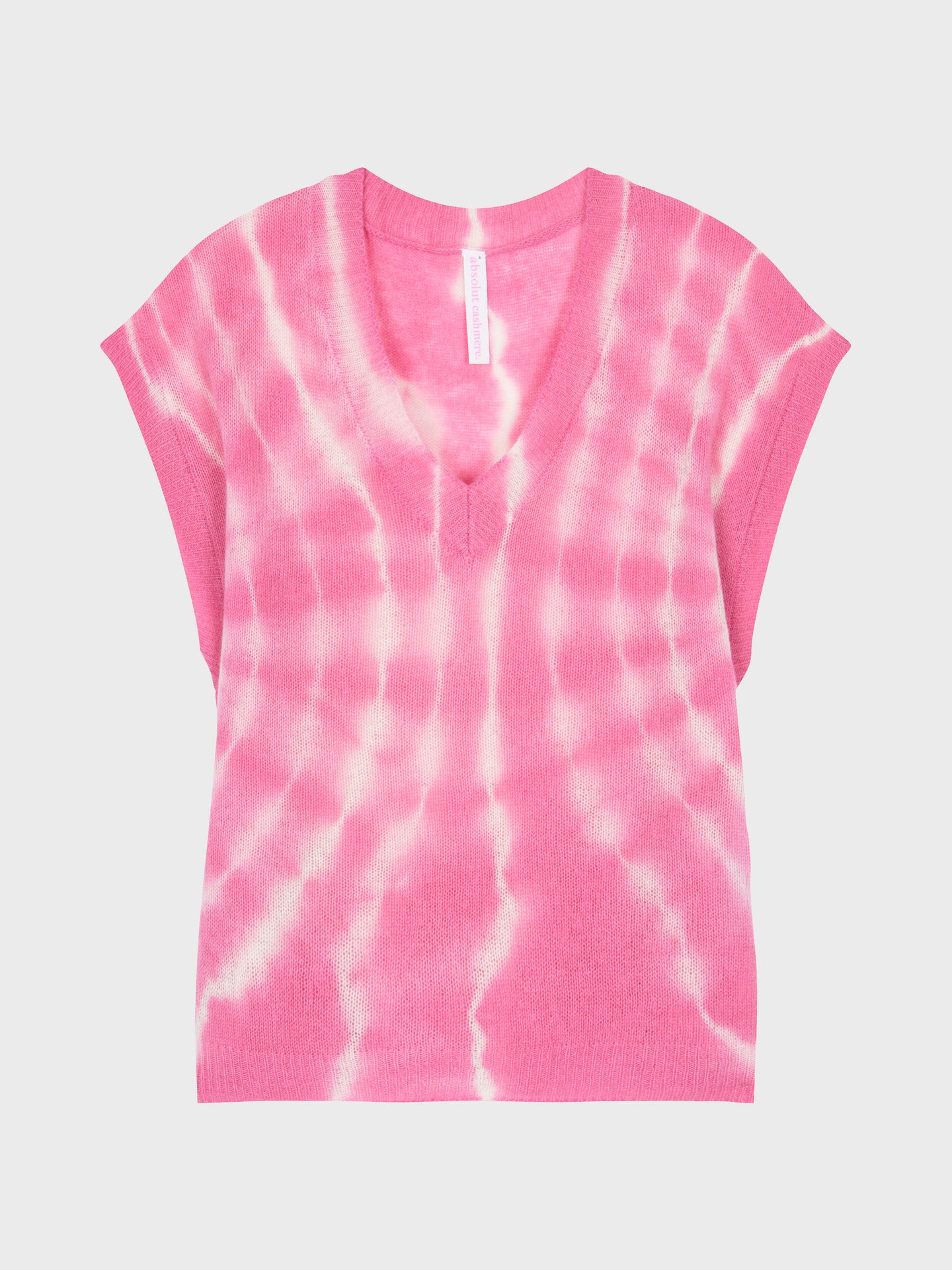 mouwloze trui samantha - kasjmier - tie dye pink