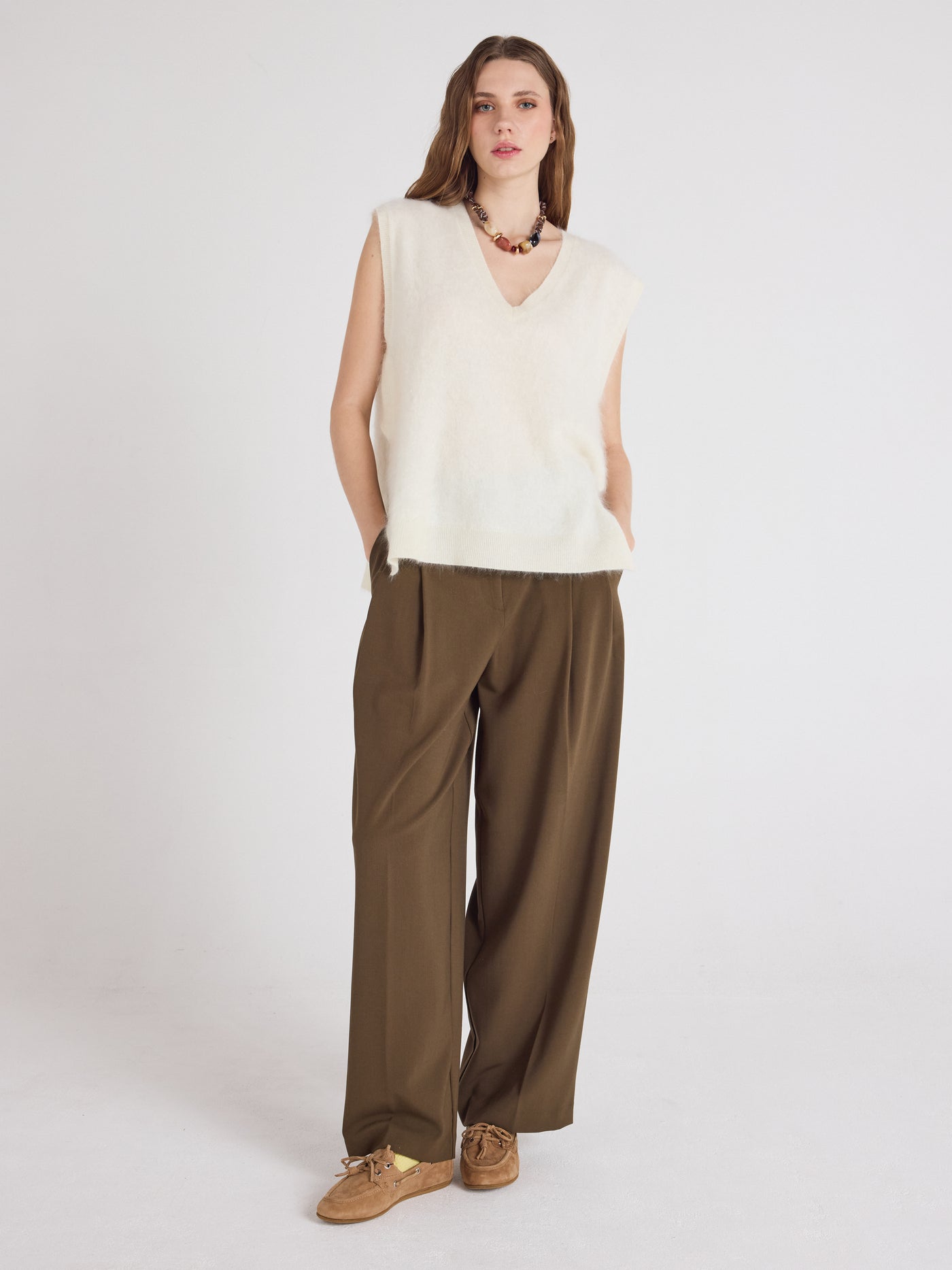 miriam - Brushed cashmere sweater - cream