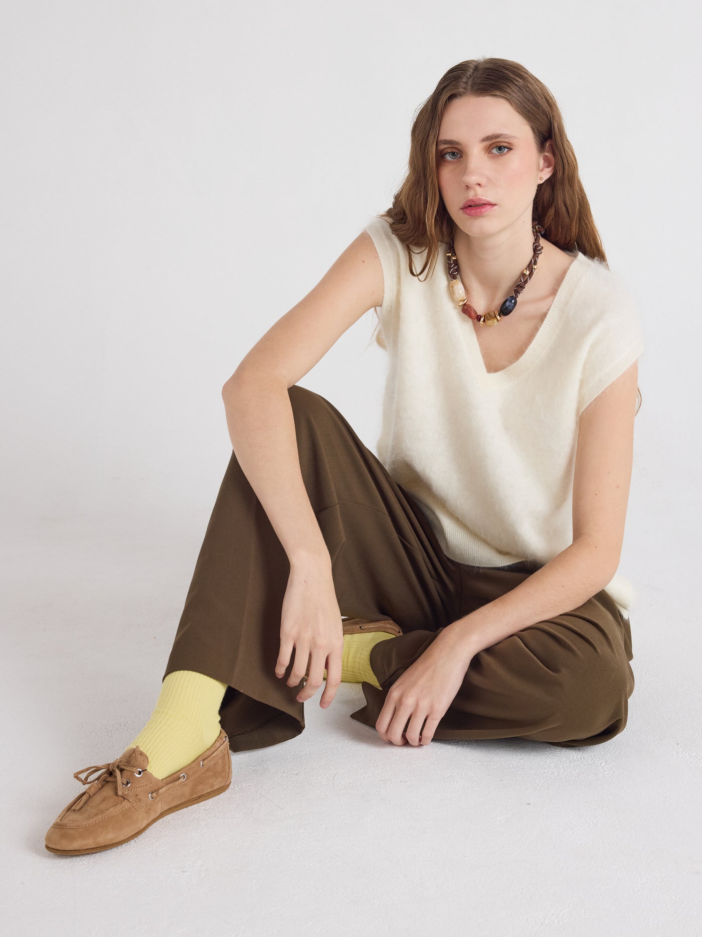 miriam - Brushed cashmere sweater - cream