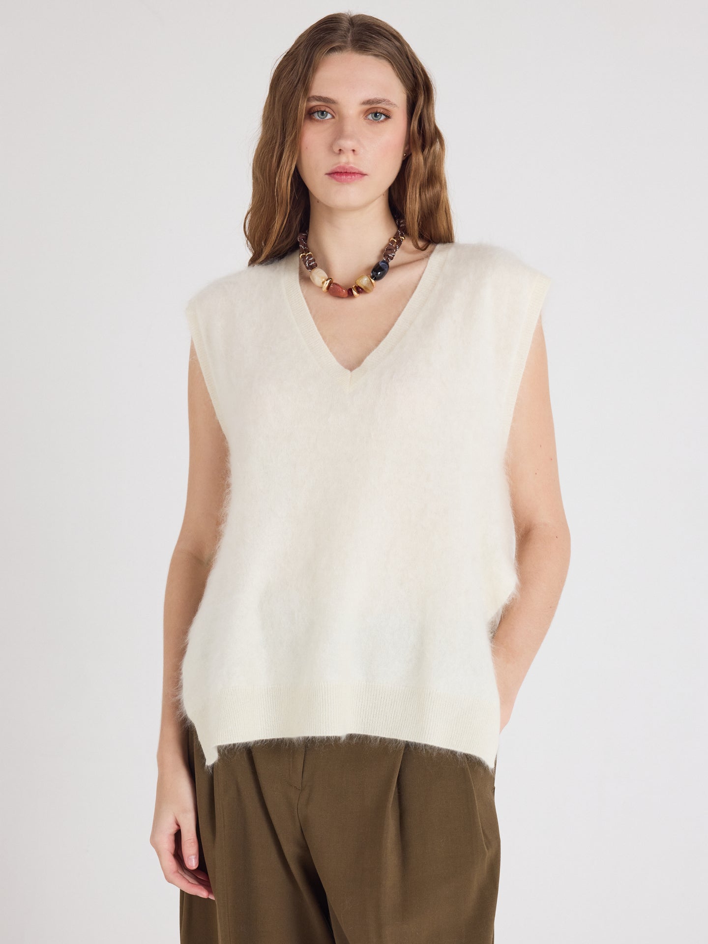 Miriam - Brushed cashmere sweater - cream