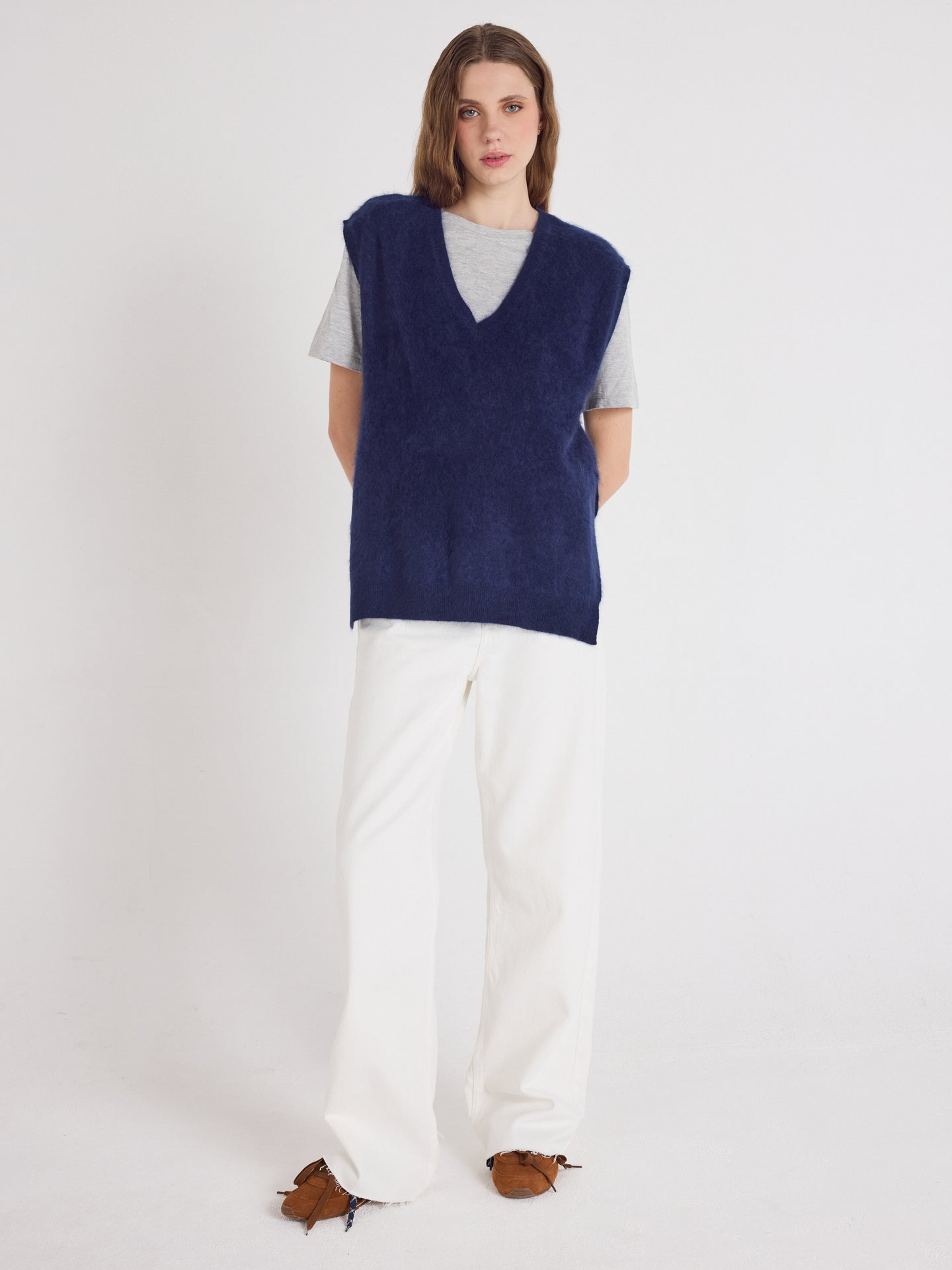miriam - Brushed cashmere sweater - navy