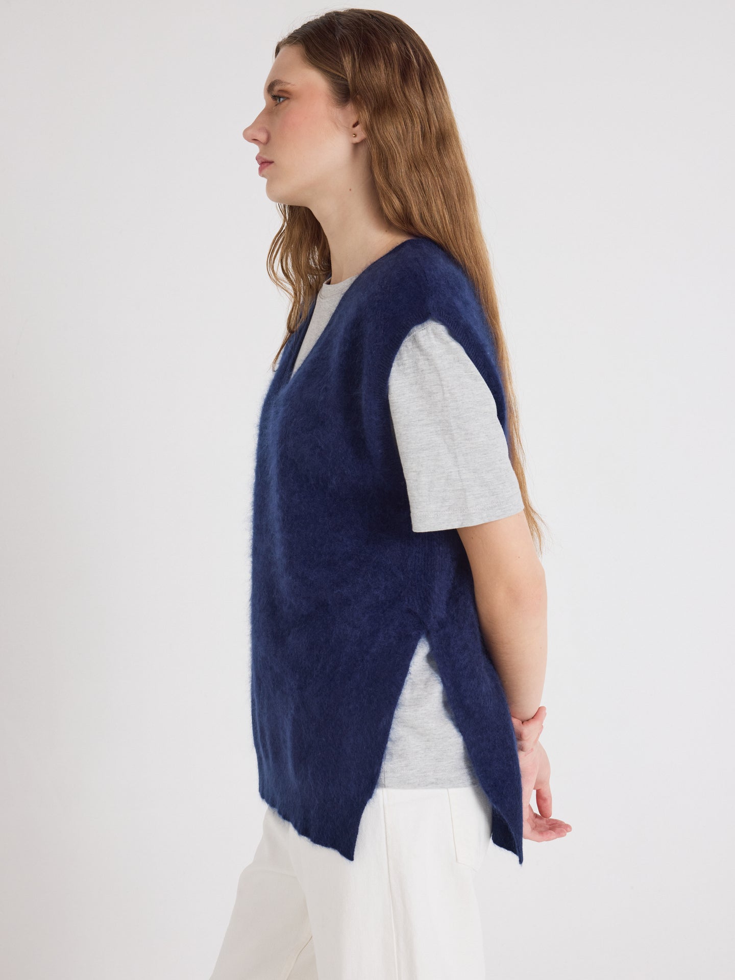 Miriam - Brushed cashmere sweater - navy