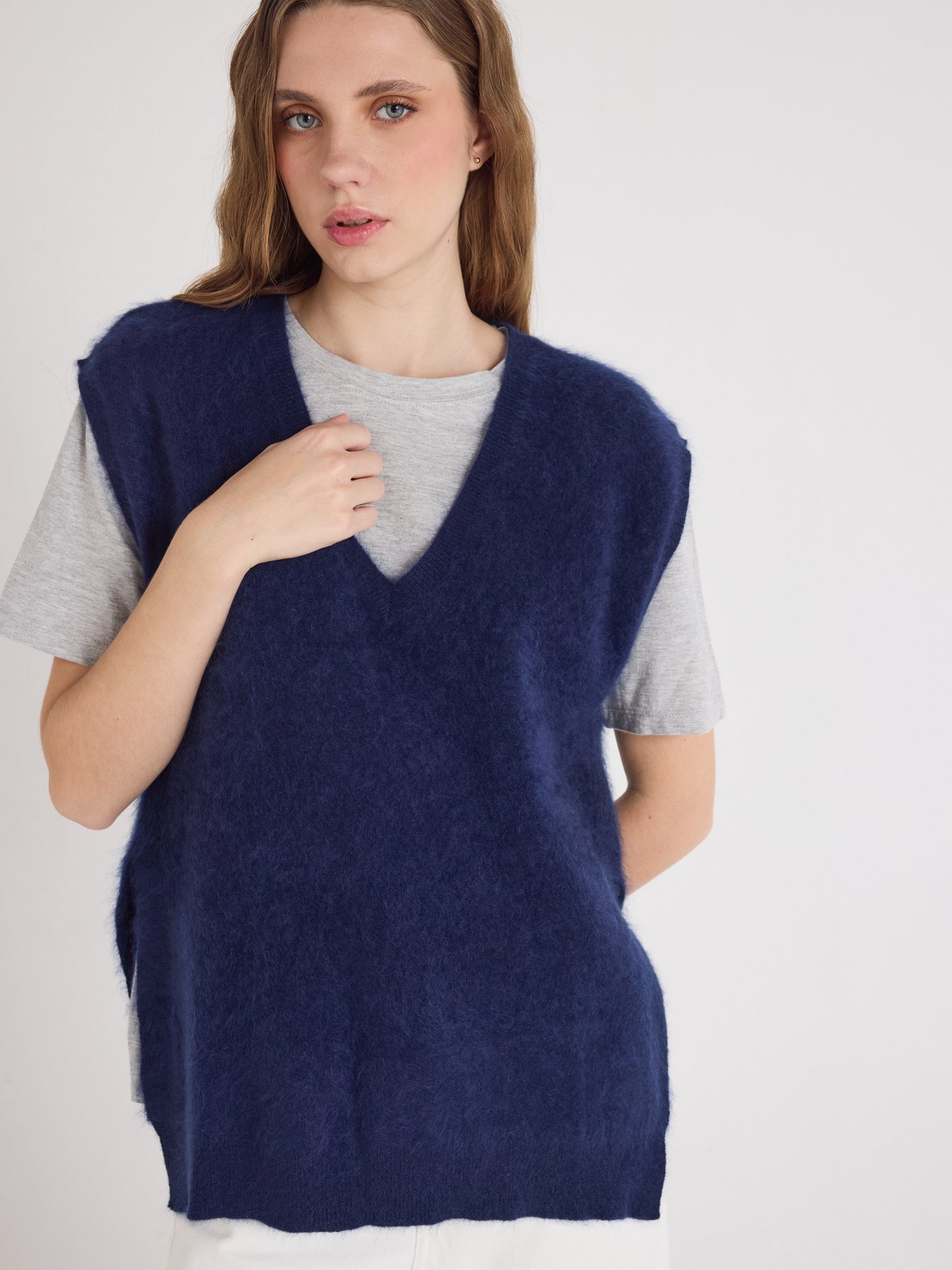 miriam - Brushed cashmere sweater - navy