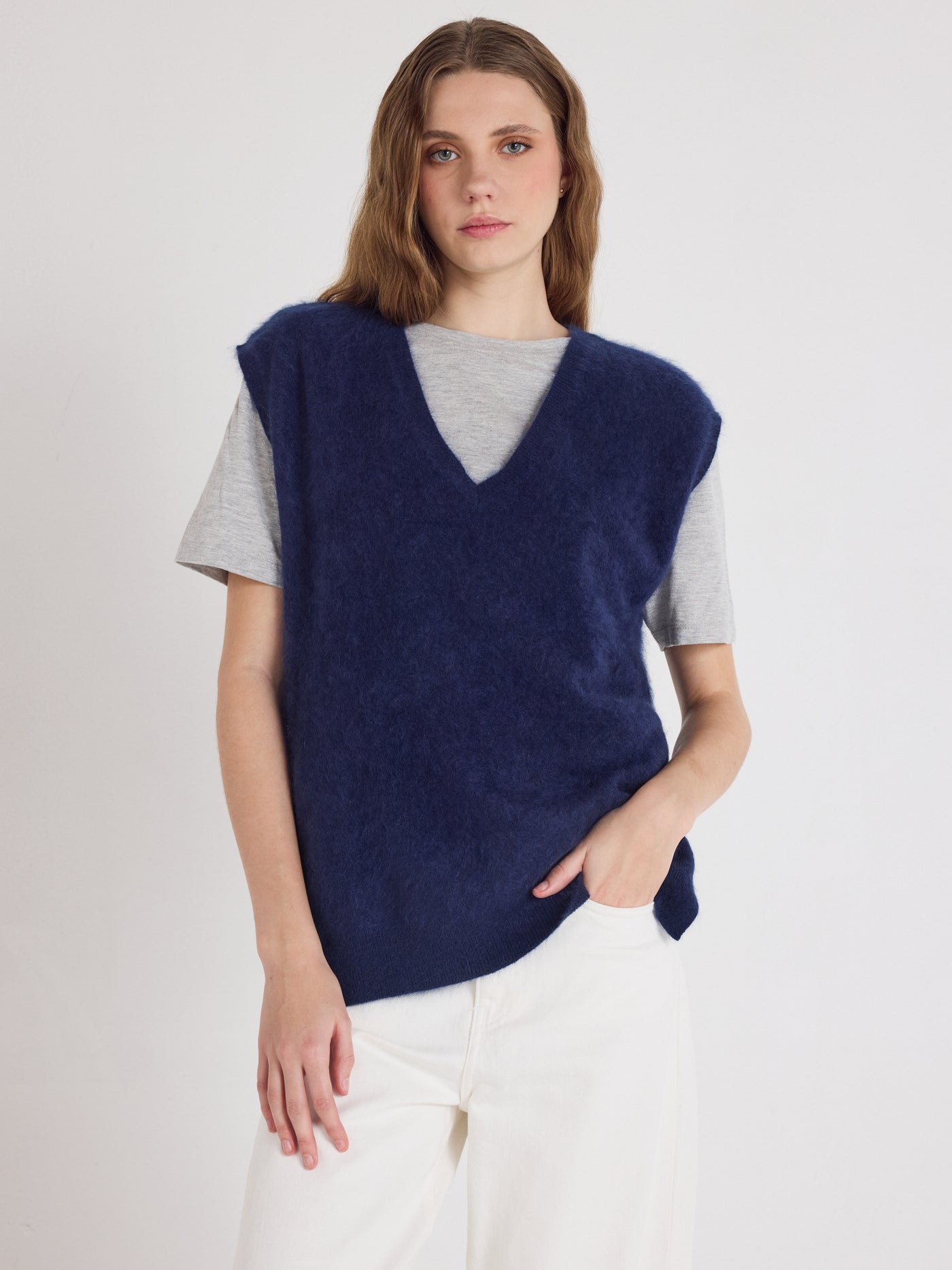 miriam - Brushed cashmere sweater - navy