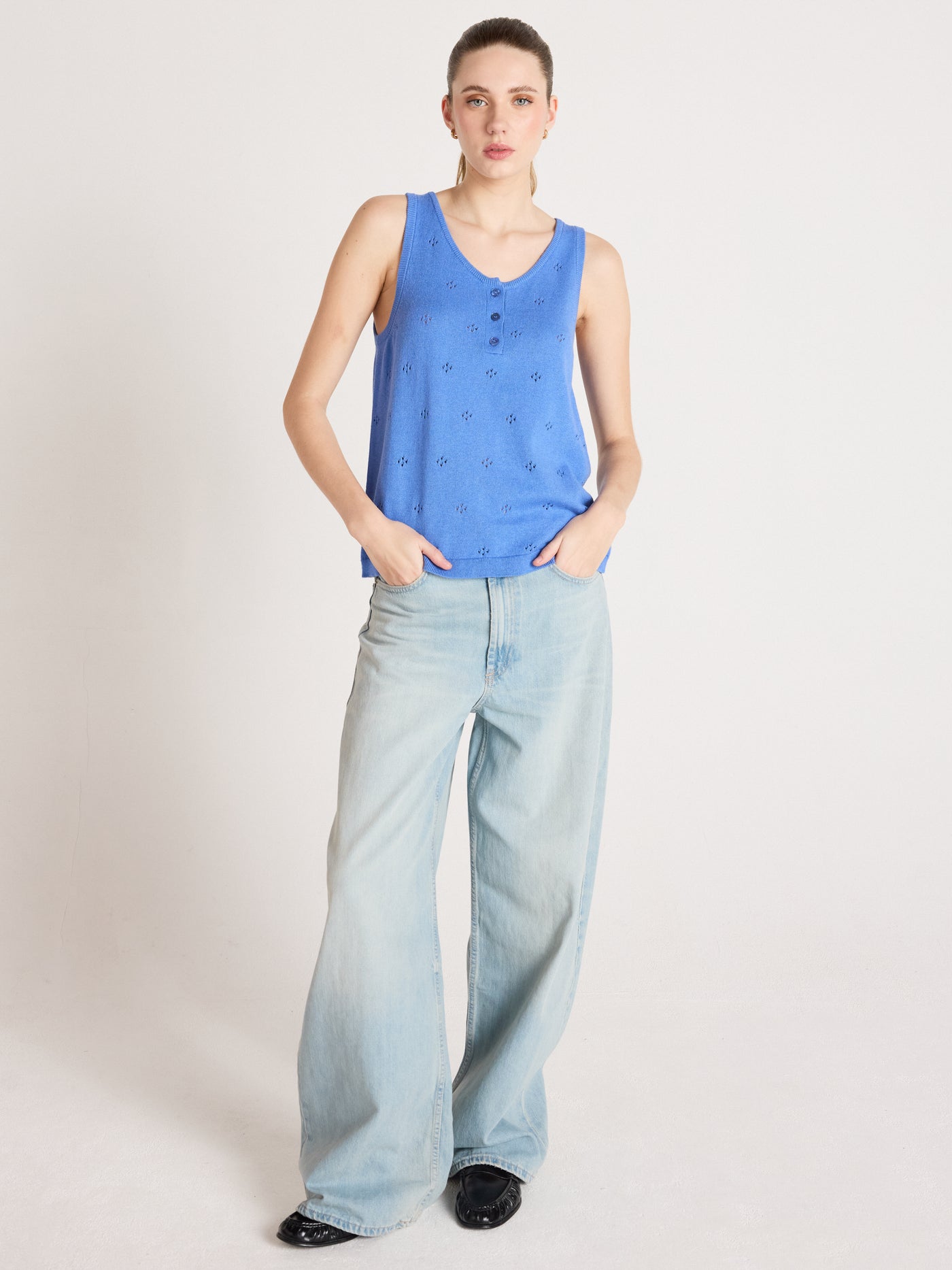 penelope - Débardeur coton cachemire - baby blue