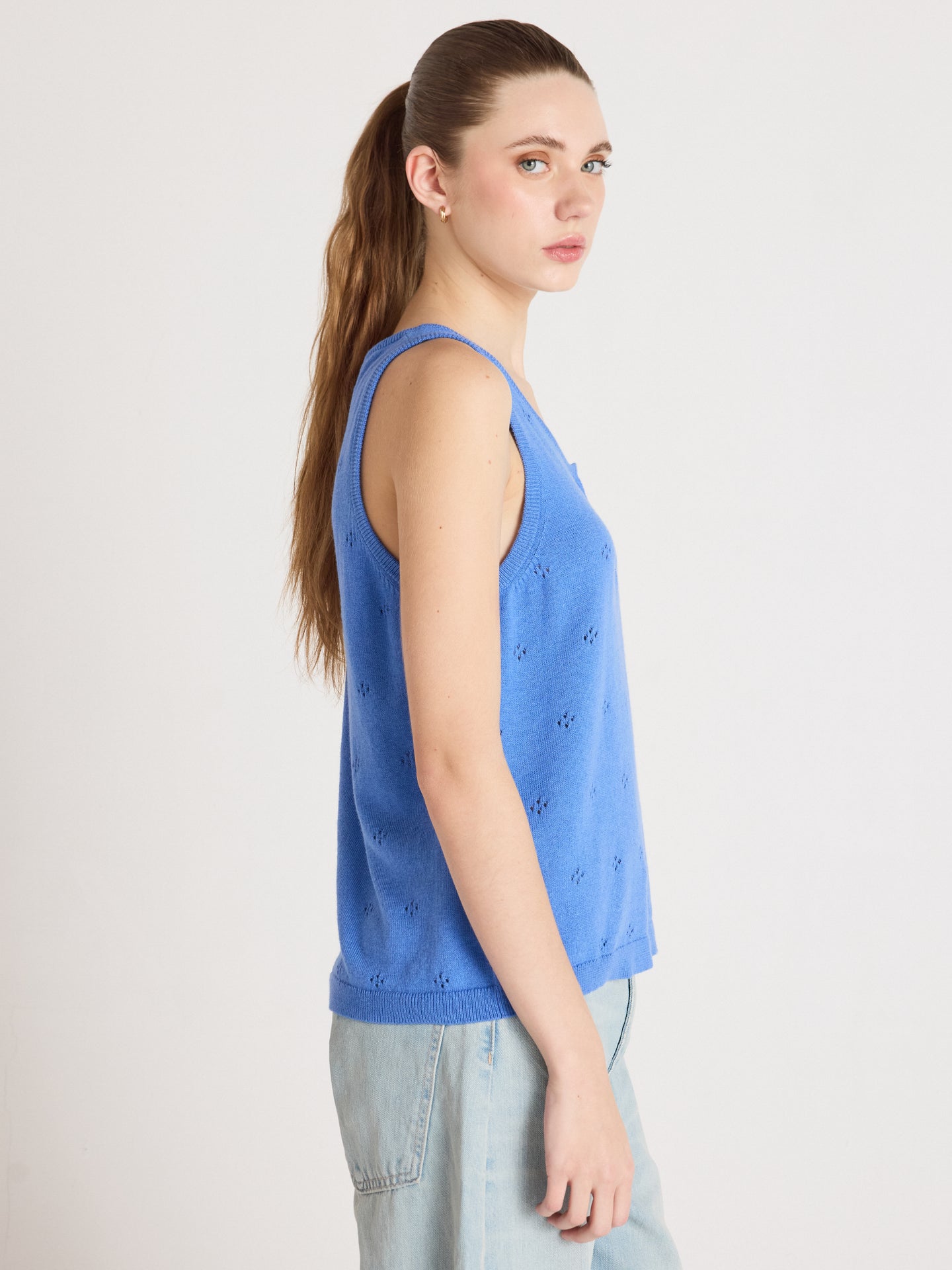 penelope - Canottiera in cotone e cashmere - baby blue