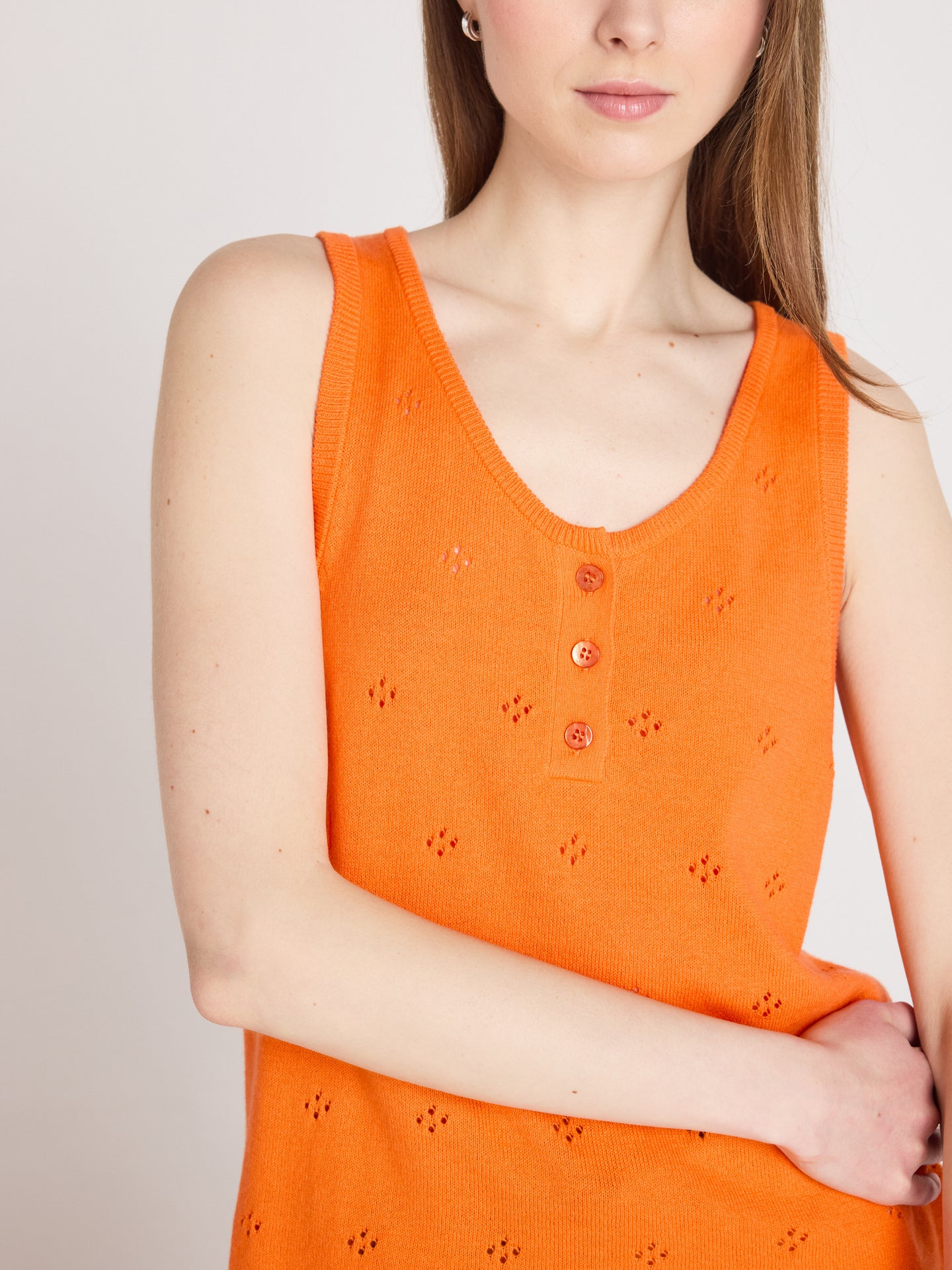 penelope - Canottiera in cotone e cashmere - clementine