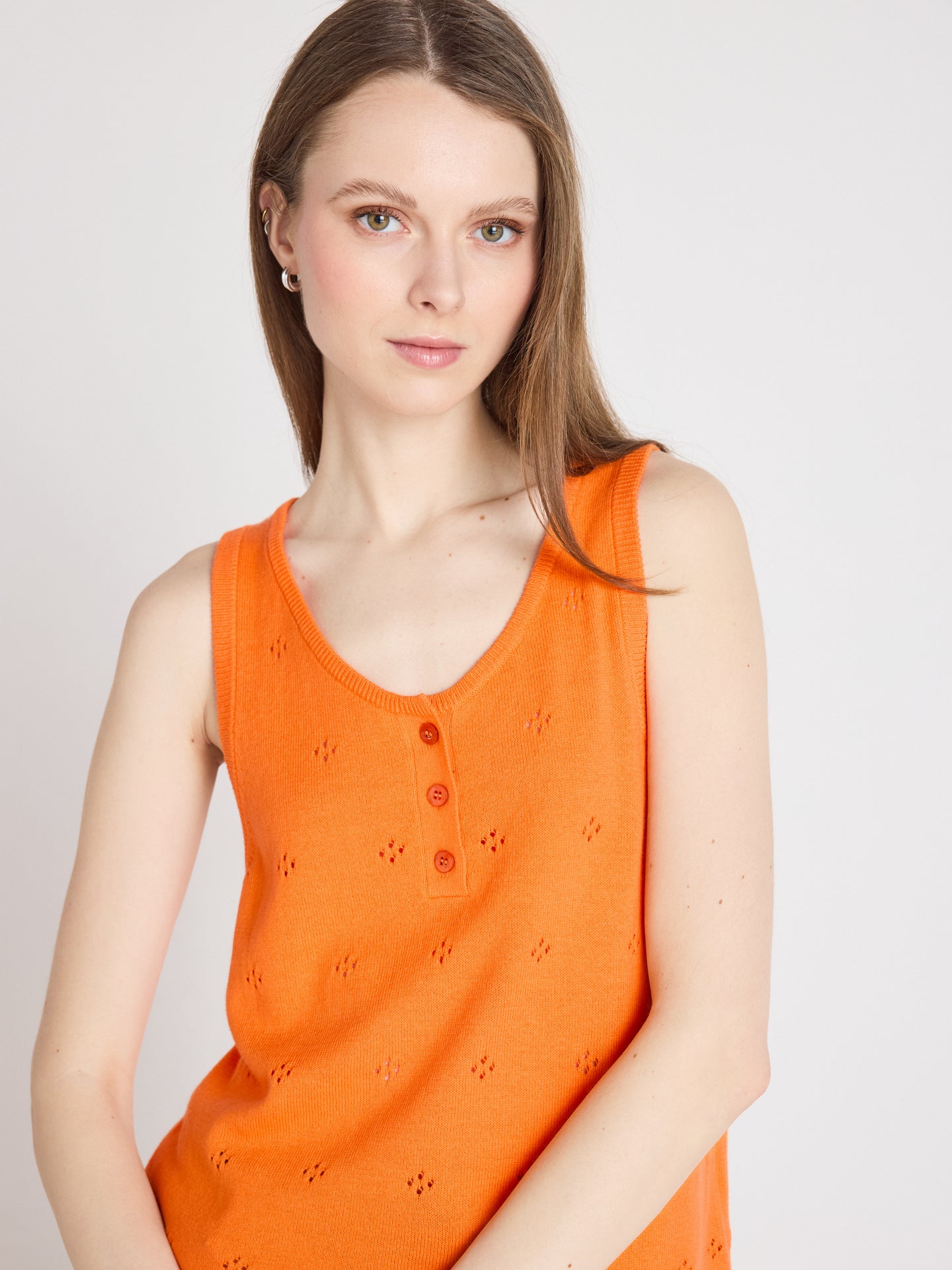penelope - Canottiera in cotone e cashmere - clementine