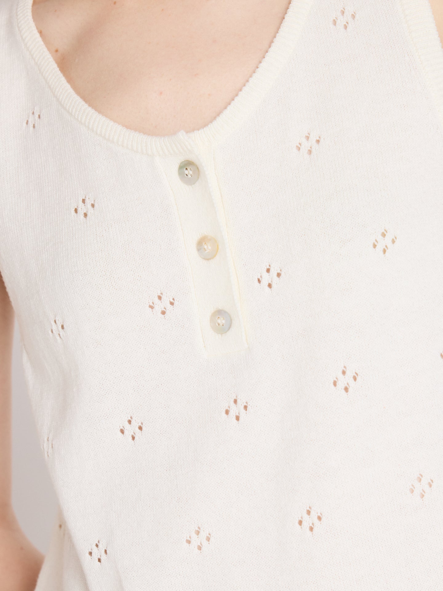 penelope - Canottiera in cotone e cashmere - cream