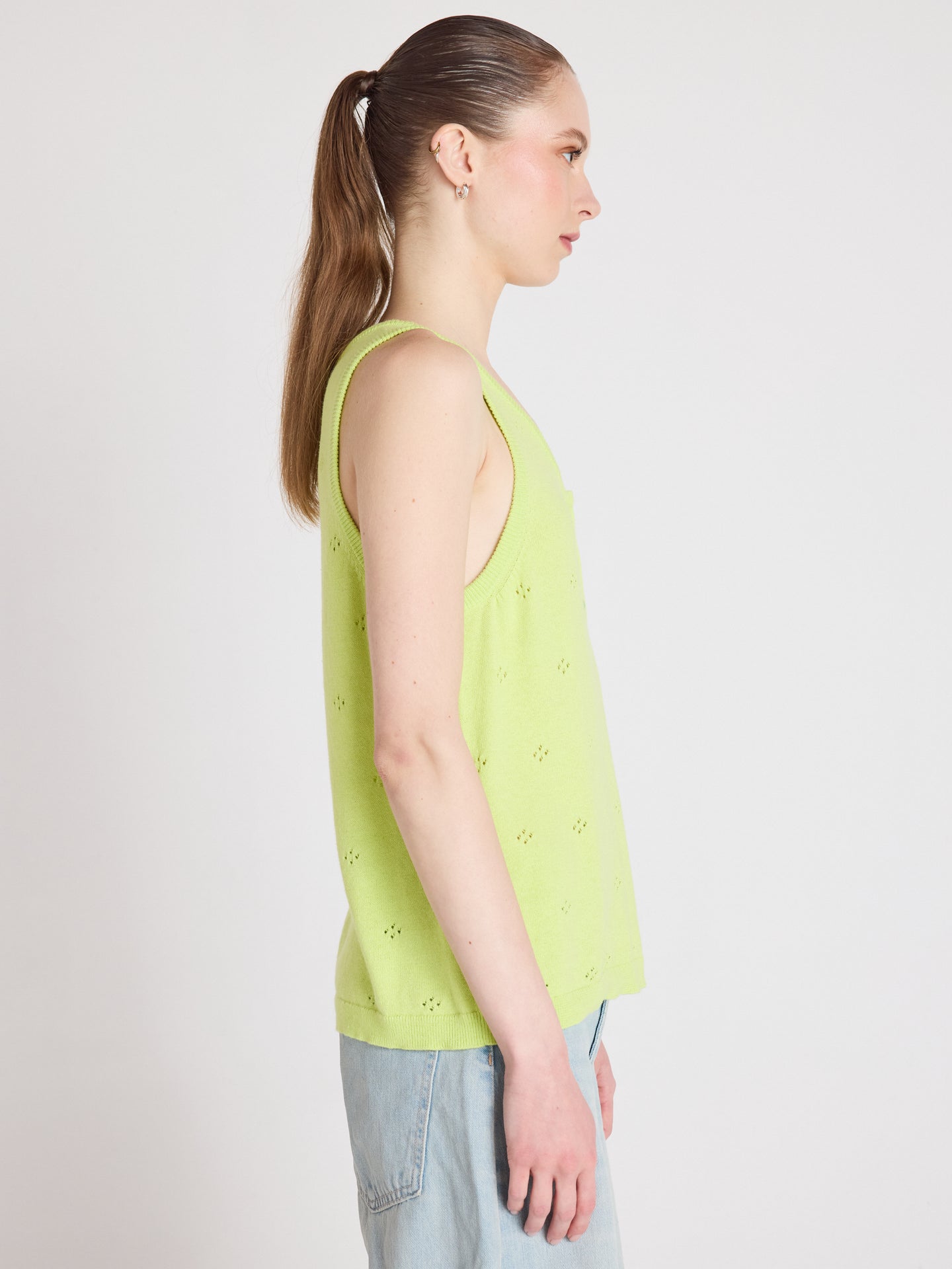 penelope - Canottiera in cotone e cashmere - lime