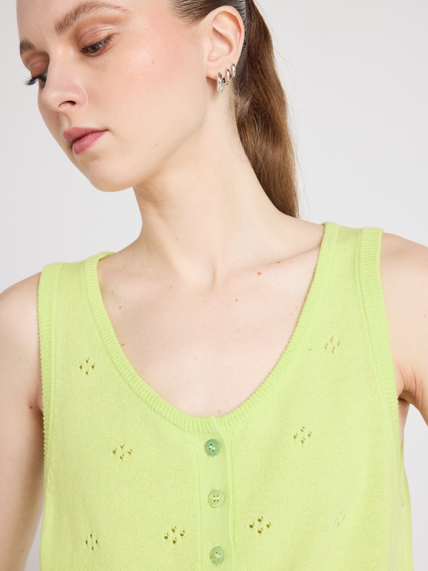 penelope - Canottiera in cotone e cashmere - lime