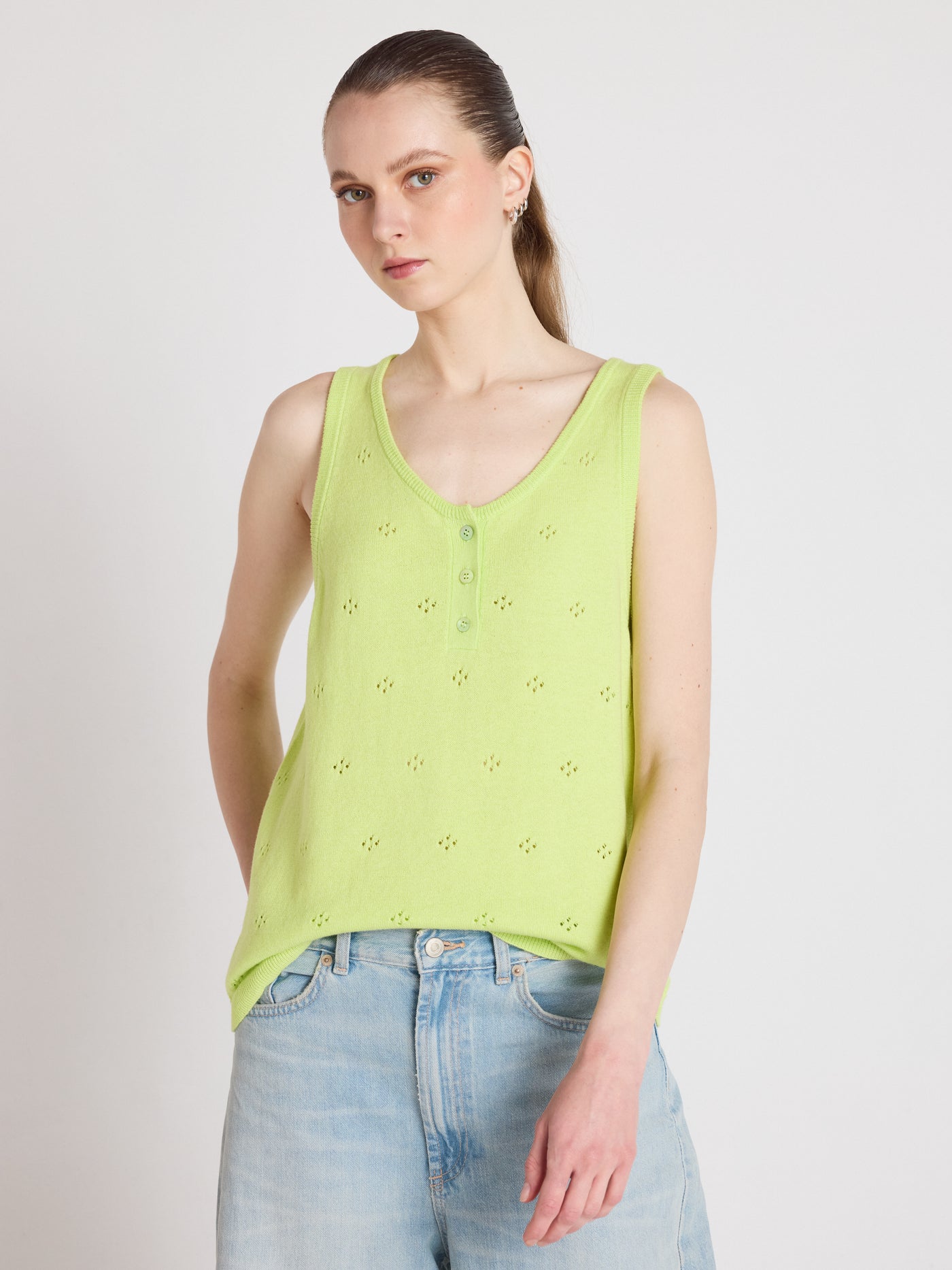 penelope - Débardeur coton cachemire - lime