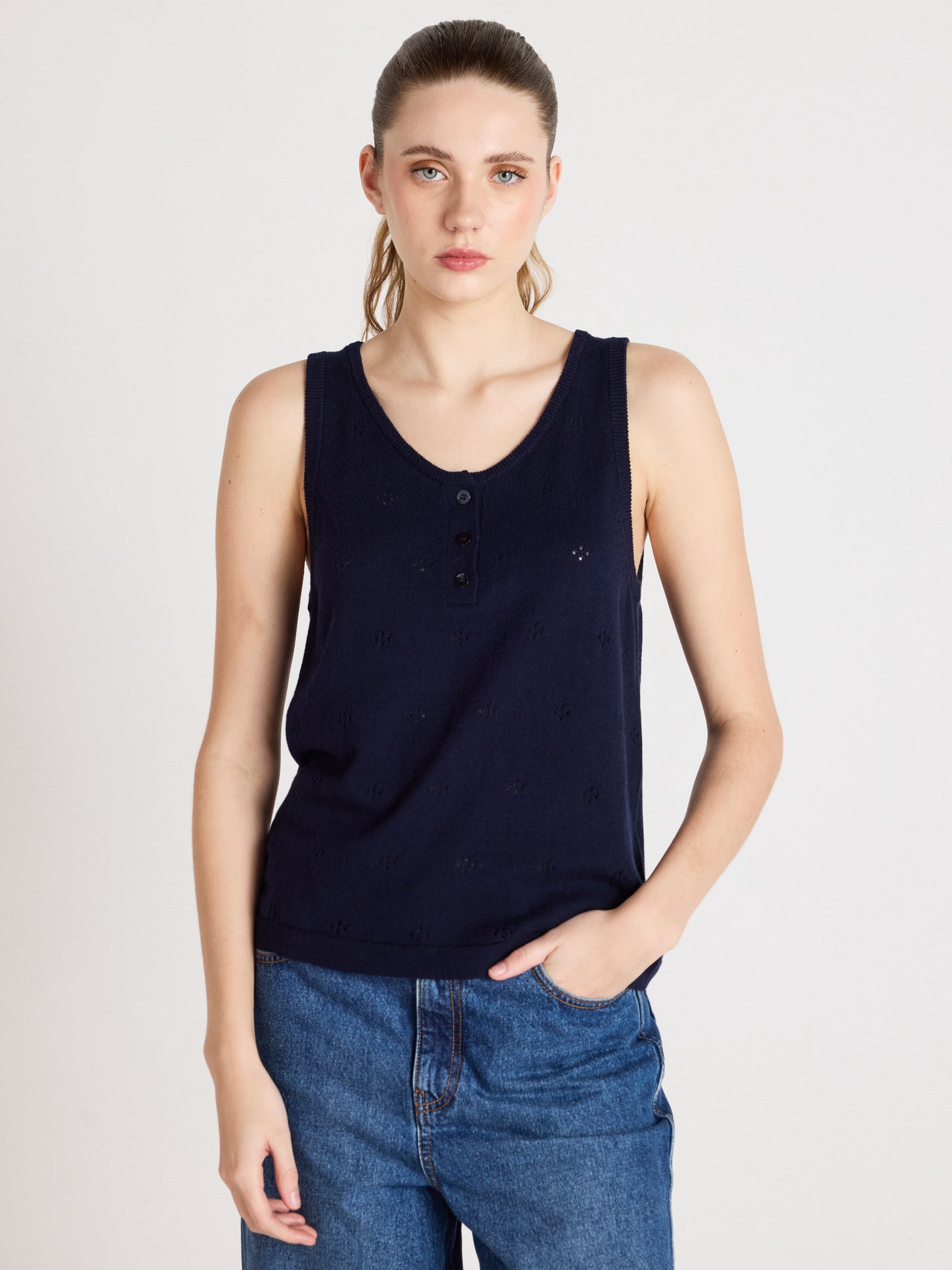 penelope - Débardeur coton cachemire - navy