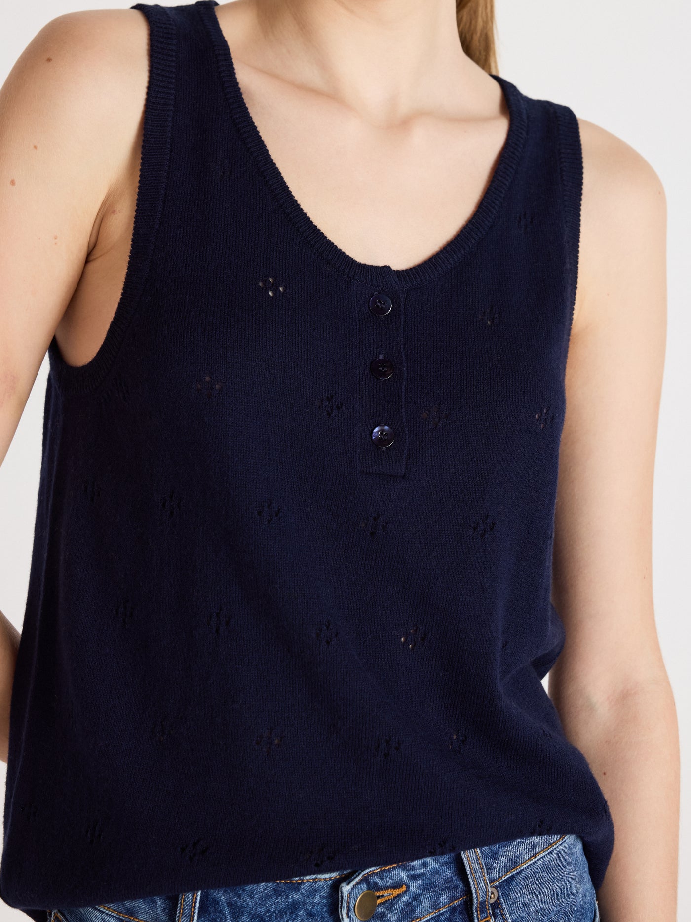 penelope - Débardeur coton cachemire - navy