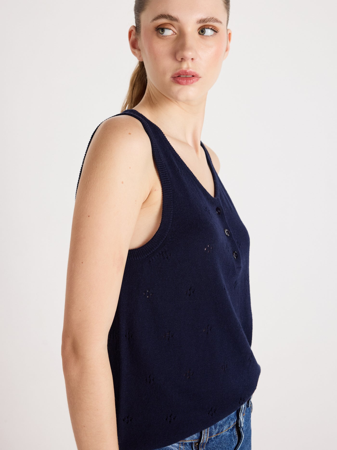 penelope - Débardeur coton cachemire - navy