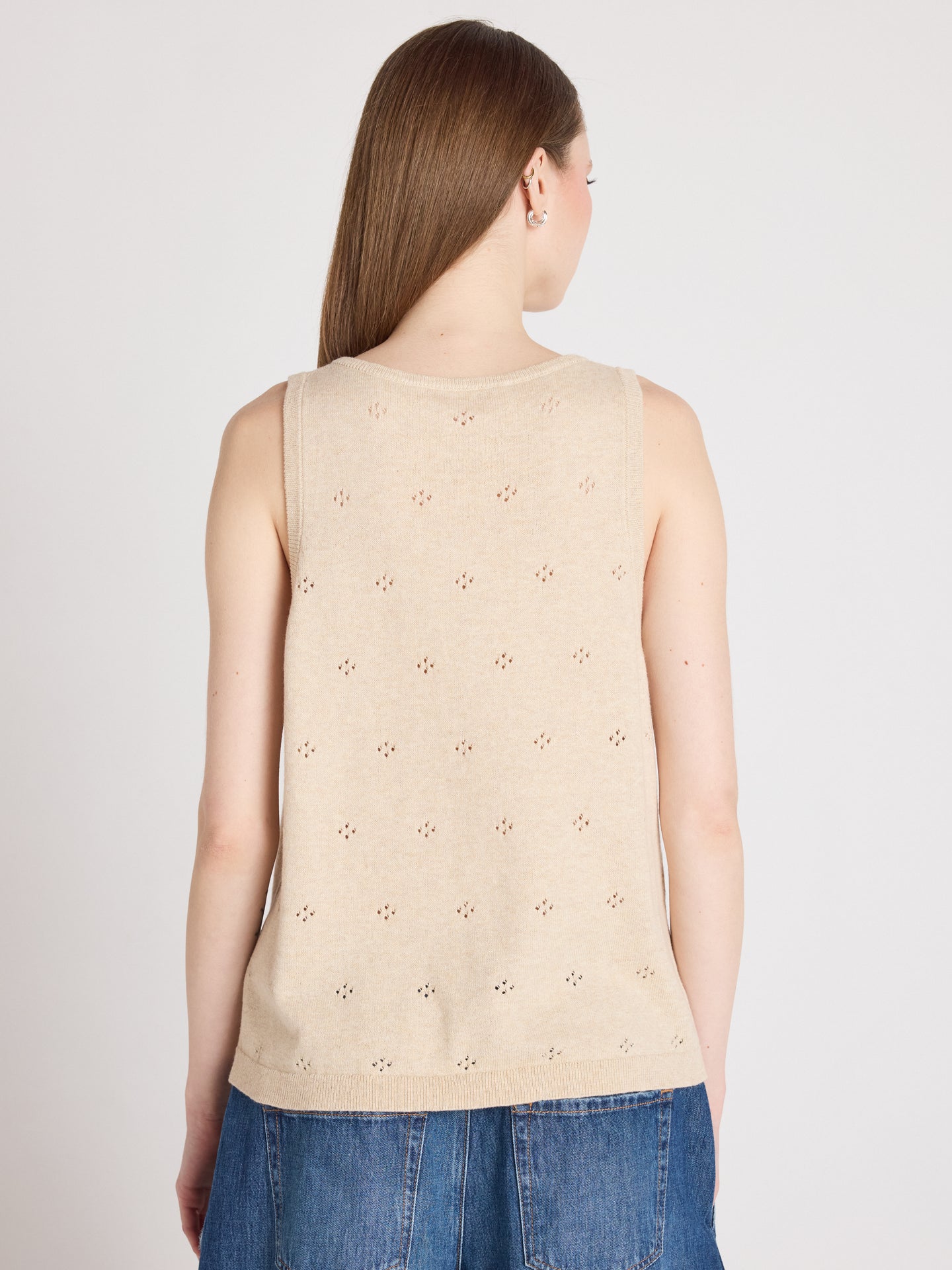 penelope - Canottiera in cotone e cashmere - ecrù