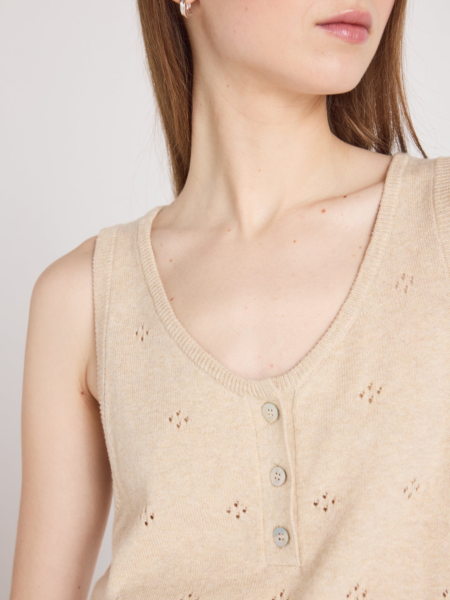 penelope - Débardeur coton cachemire - oat