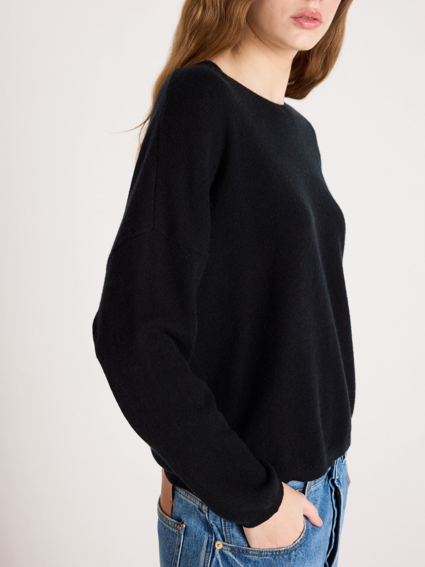 kaira round neck sweater - cashmere - black