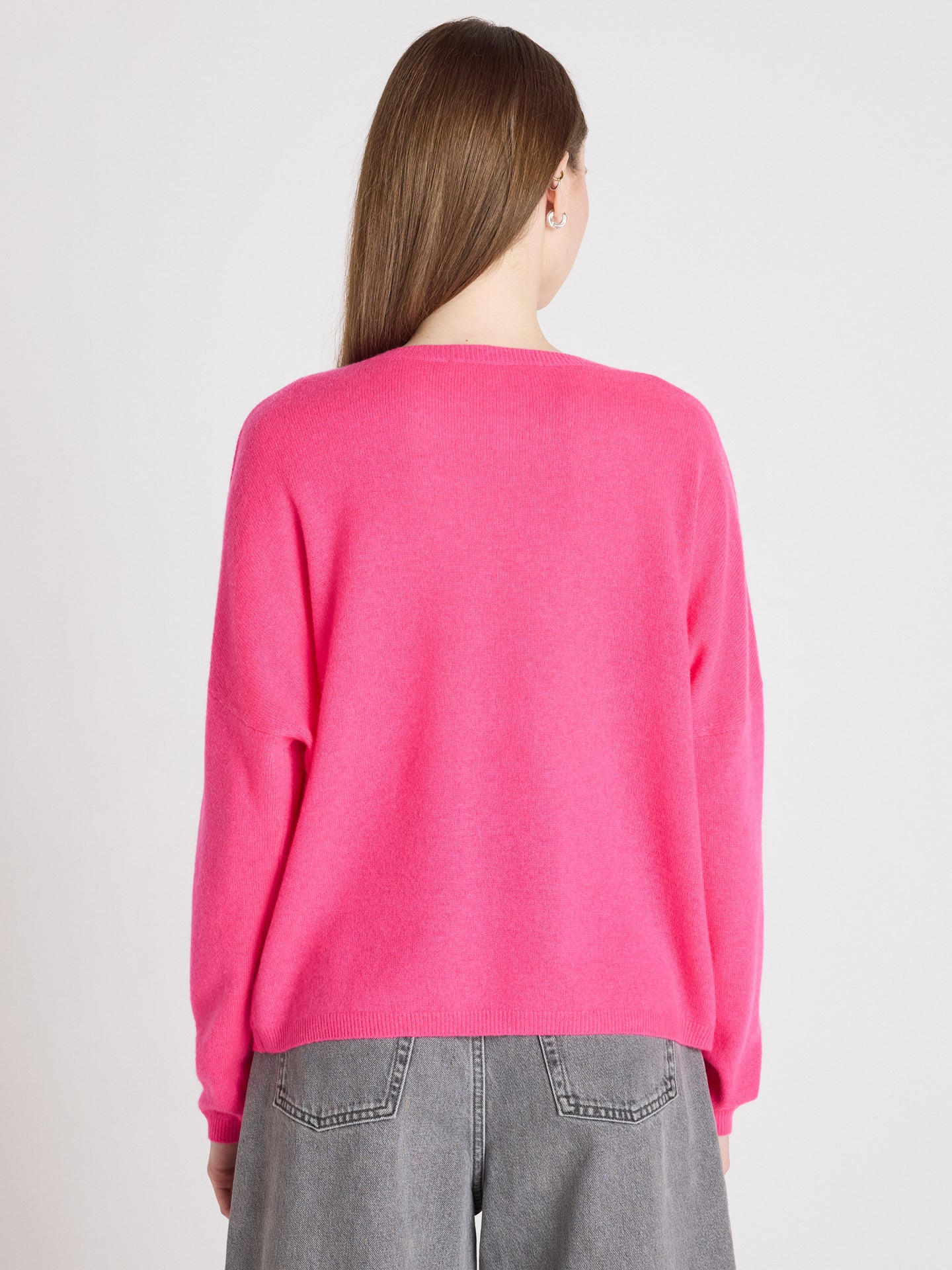 ronde hals trui kaira - kasjmier - fuchsia