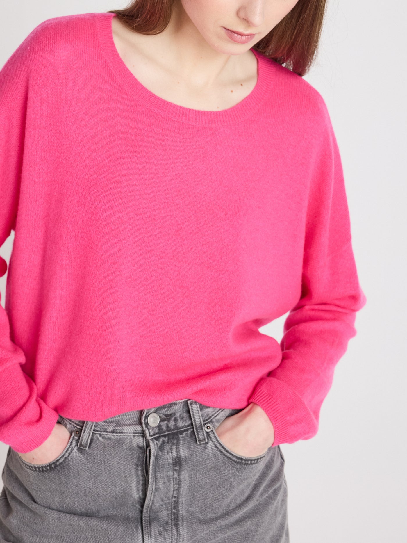 kaira - Pull col rond en cachemire - fuchsia