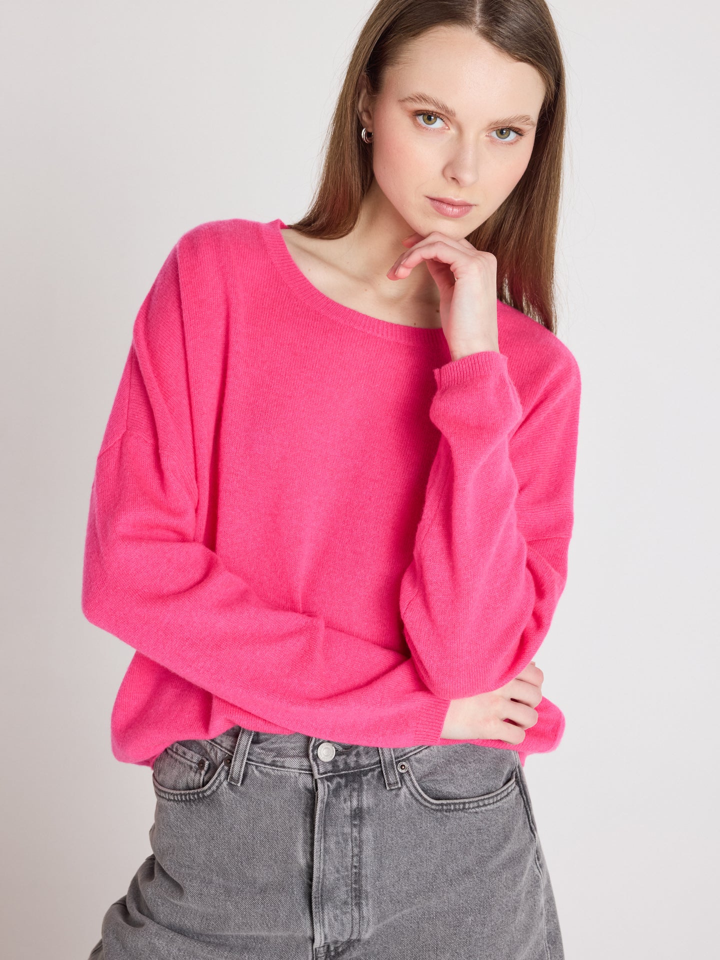 Kaira - Kaschmirpullover mit Rundhalsausschnitt - fuchsia