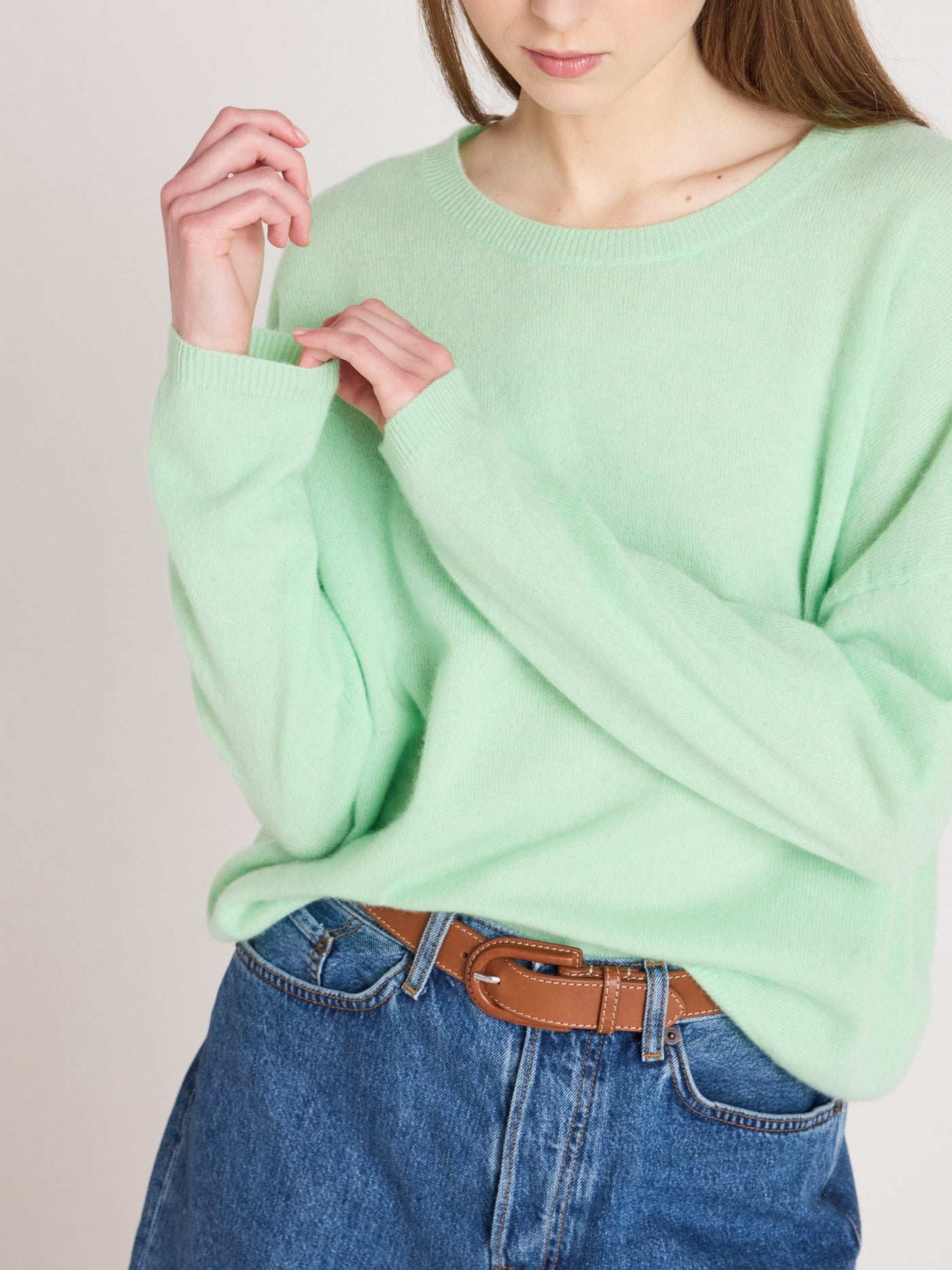 Kaira - Kaschmirpullover mit Rundhalsausschnitt - pastel green