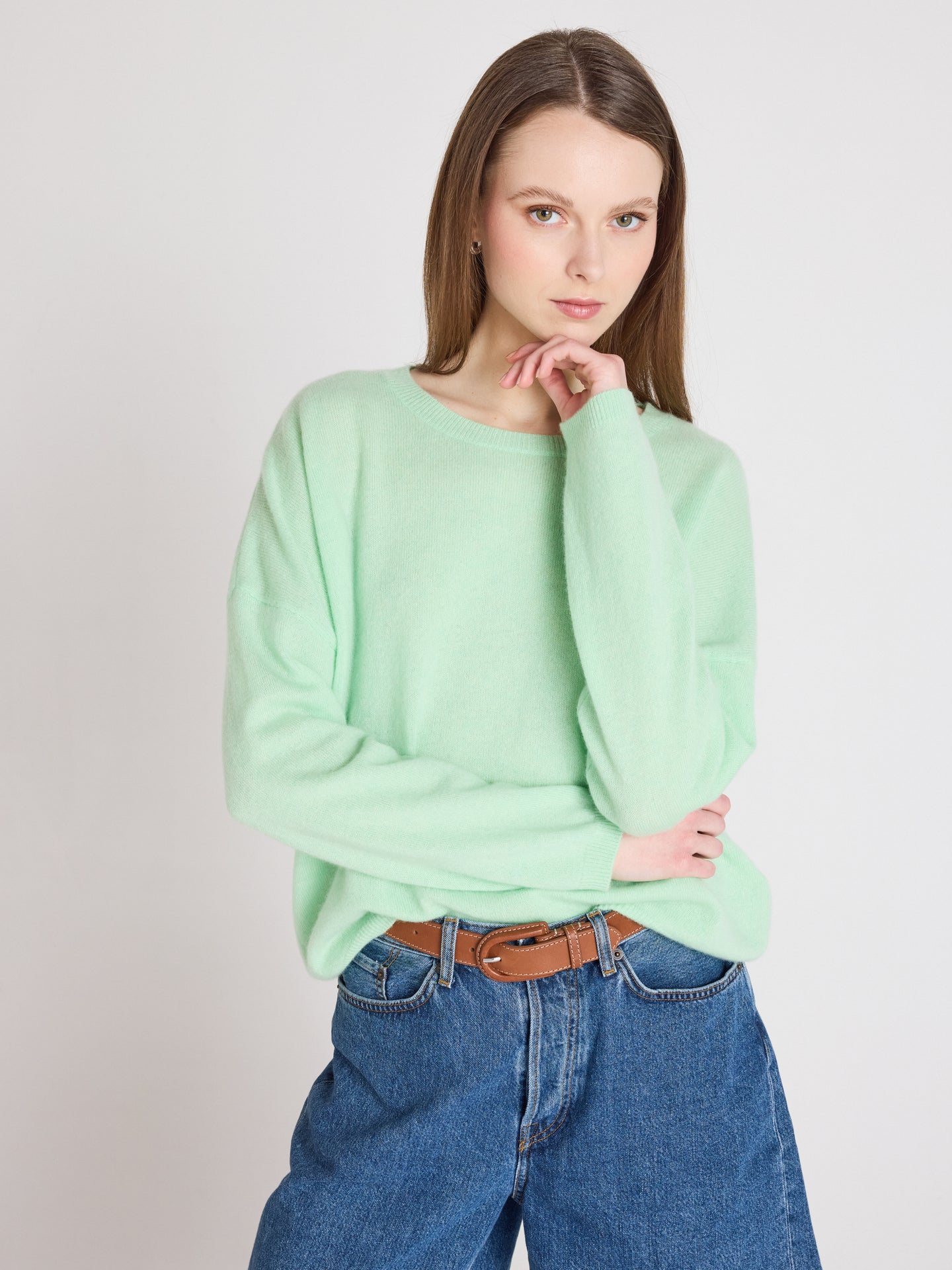 kaira round neck sweater - cashmere - pastel green