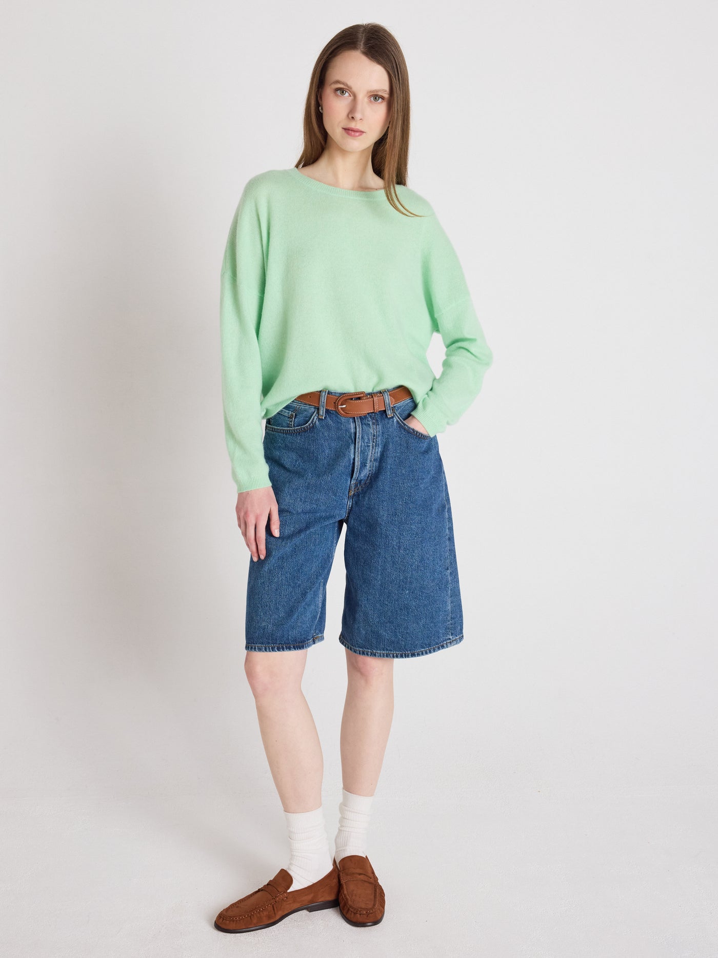 Kaira - Kaschmirpullover mit Rundhalsausschnitt - pastel green