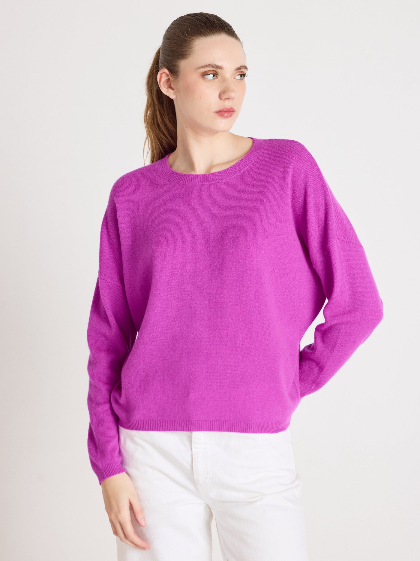 kaira - Pull col rond en cachemire - purple neon