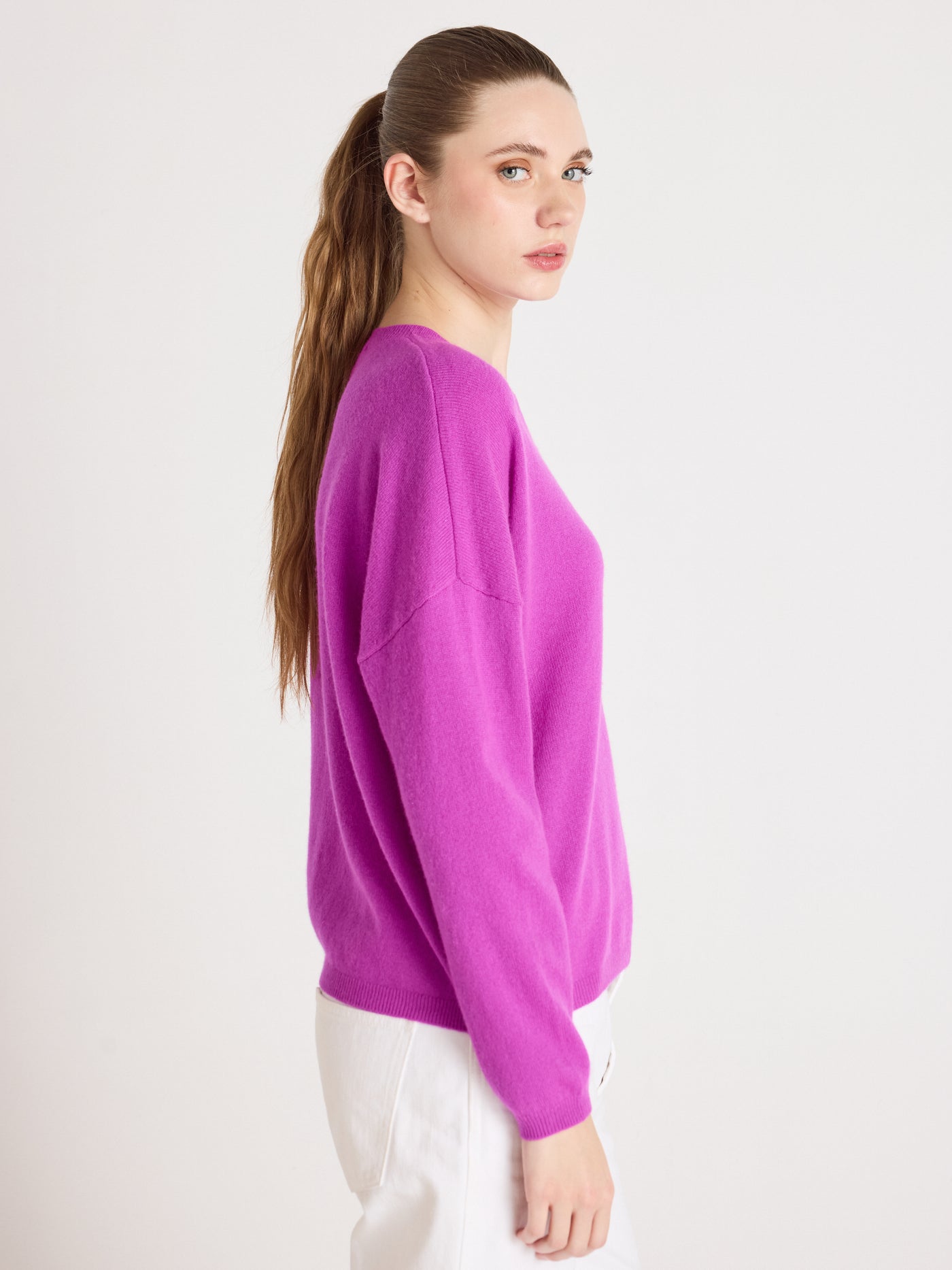 kaira - Pull col rond en cachemire - purple neon