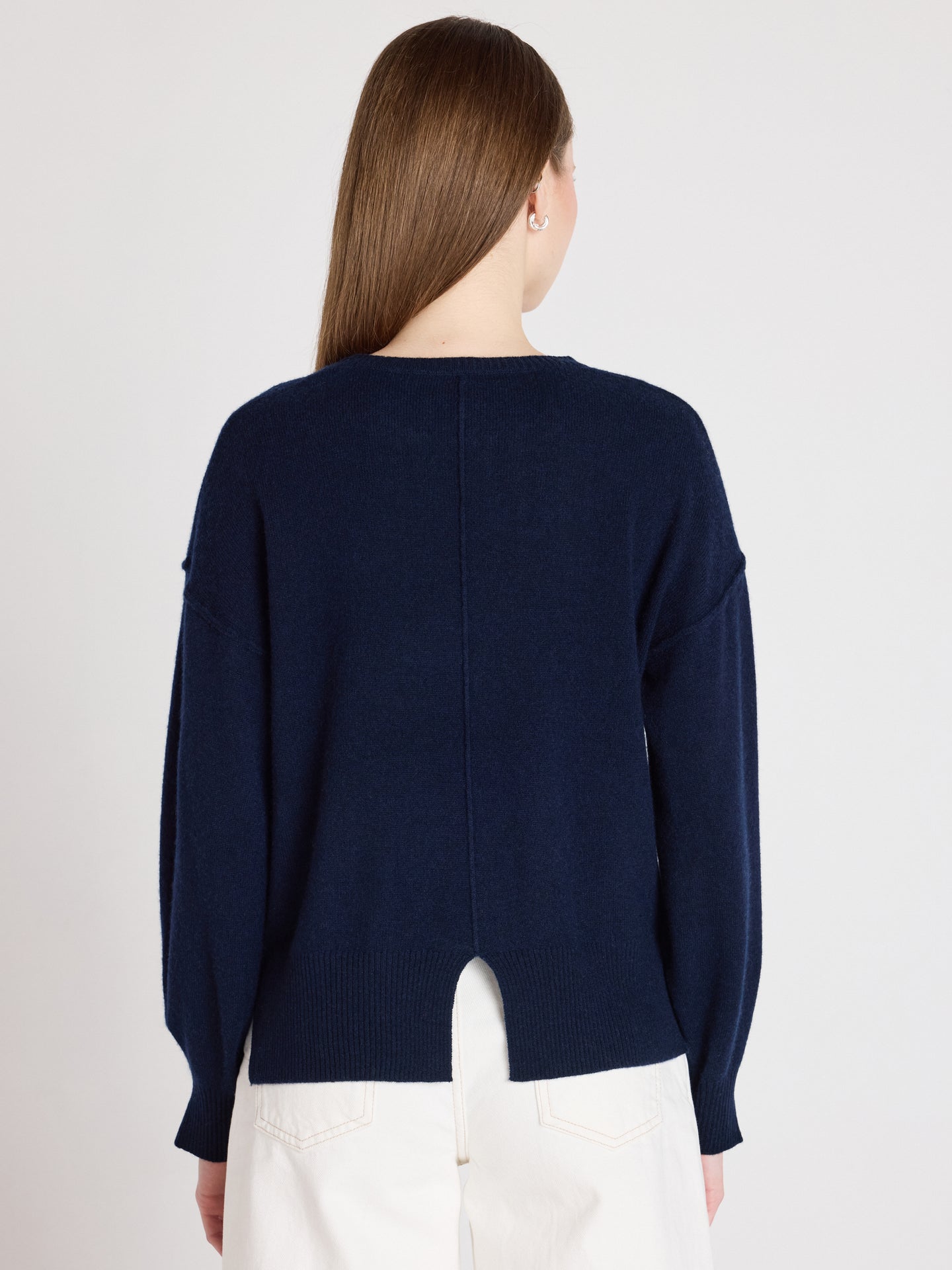 caterina round neck sweater - cashmere - navy
