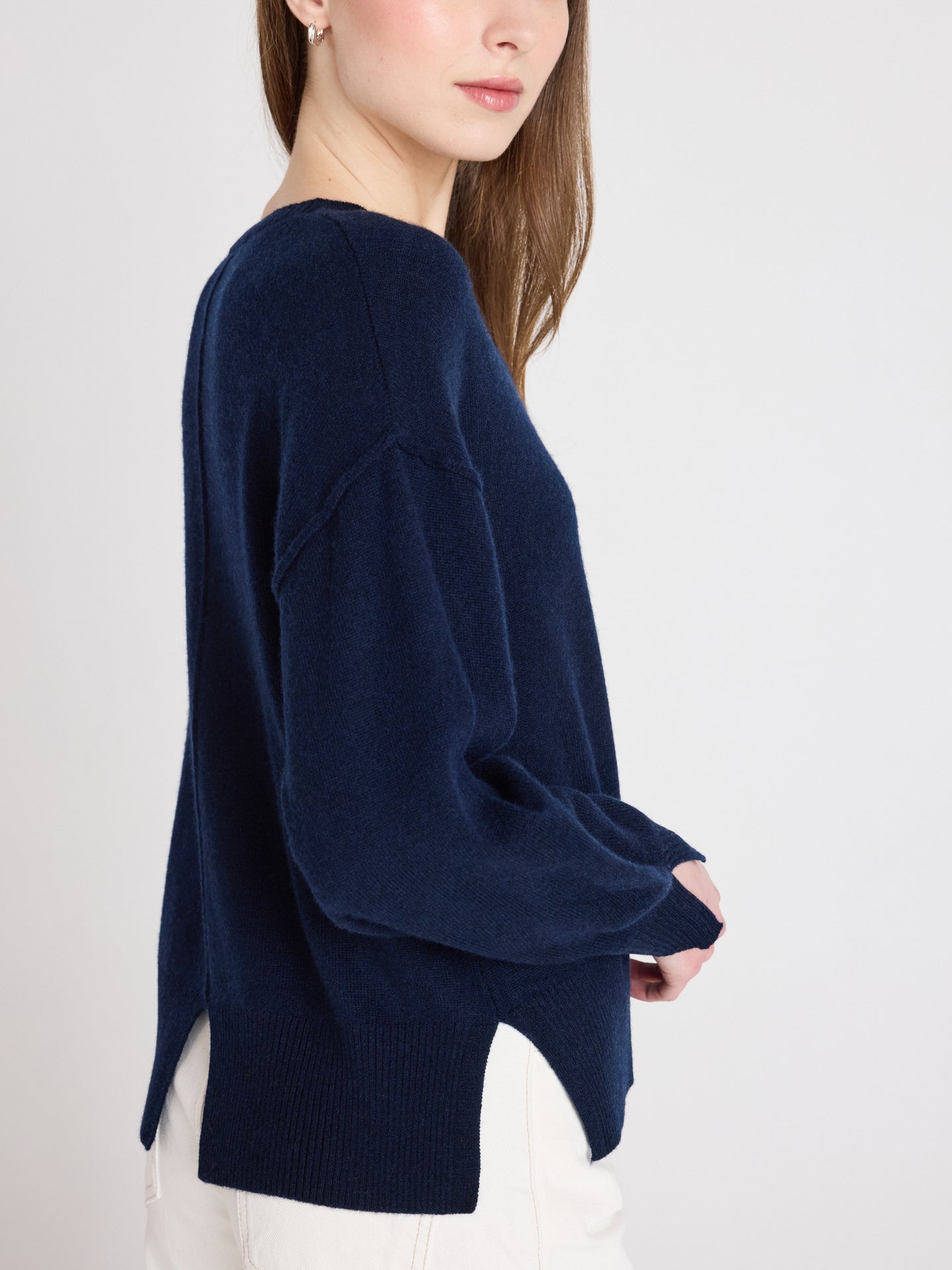 caterina round neck sweater - cashmere - navy