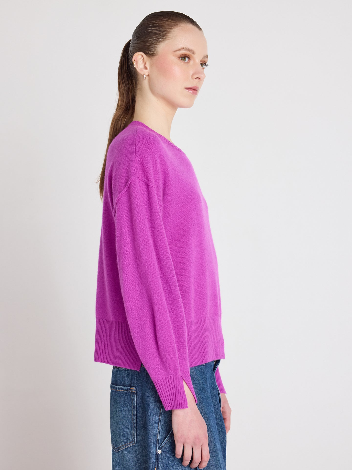 caterina round neck sweater - cashmere - purple neon