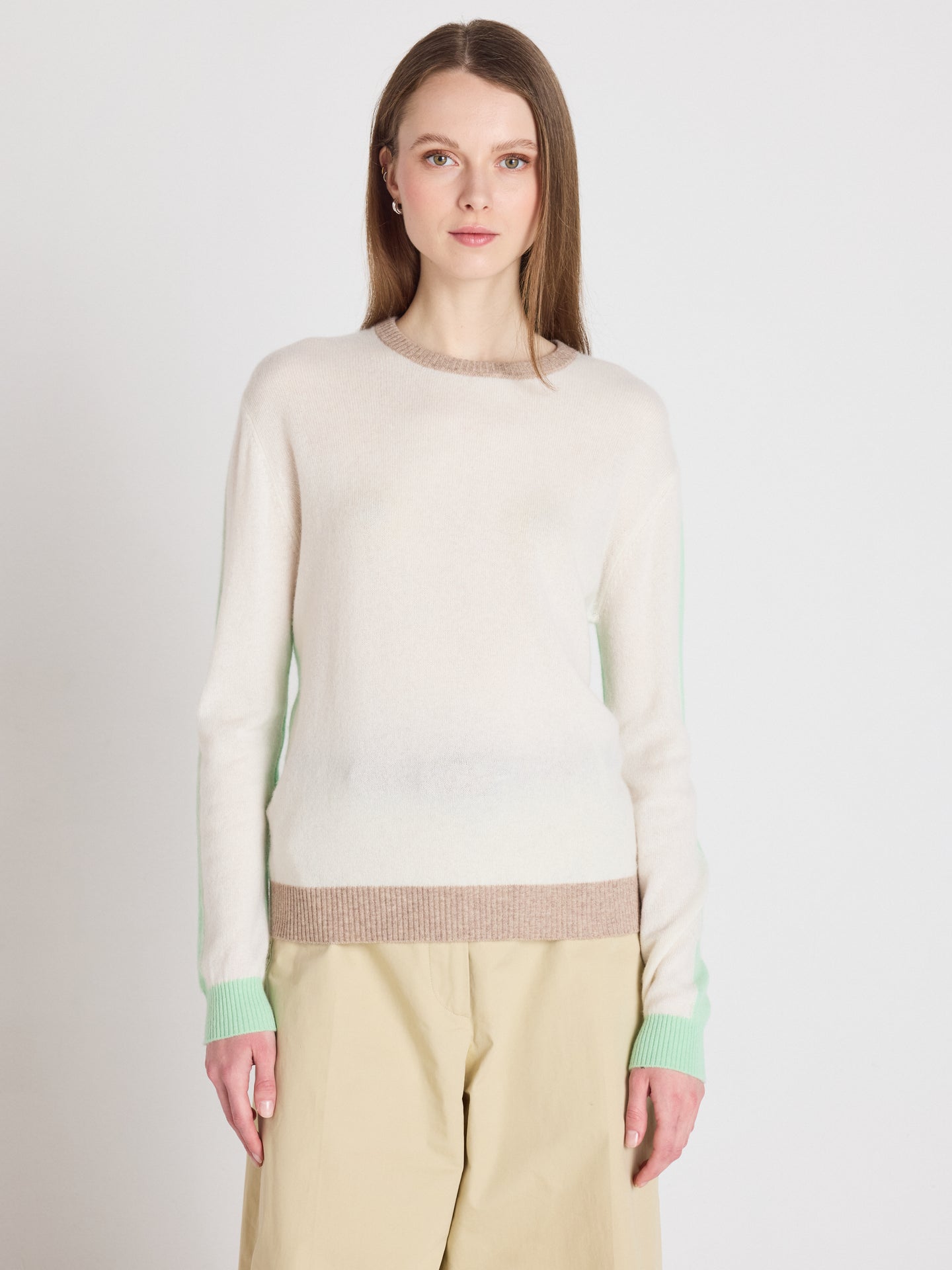 zoey round neck sweater - cashmere - cream