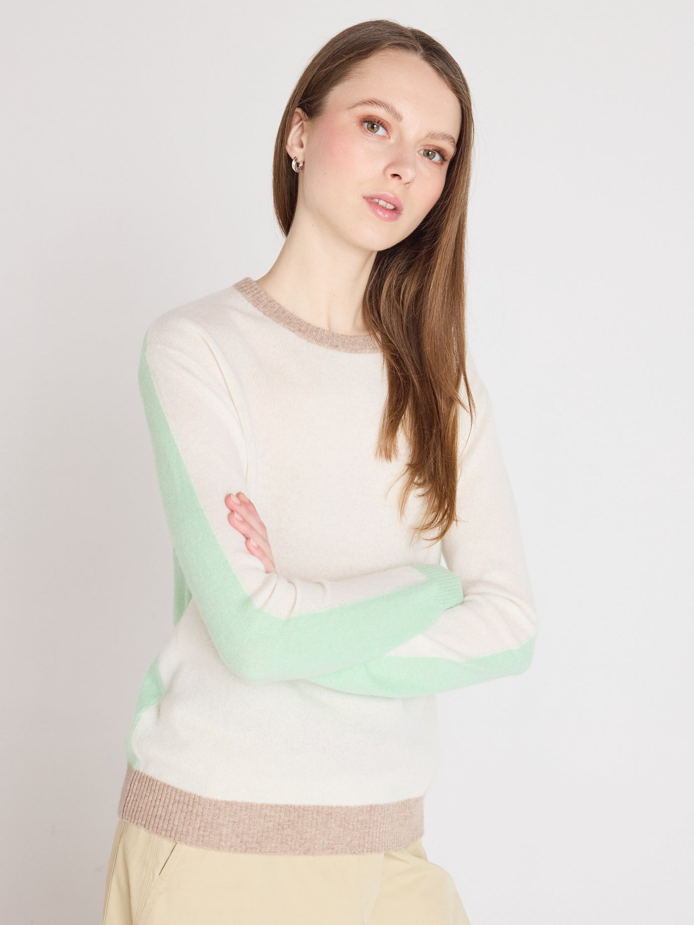 Zoey - Kaschmirpullover mit Rundhalsausschnitt - cream