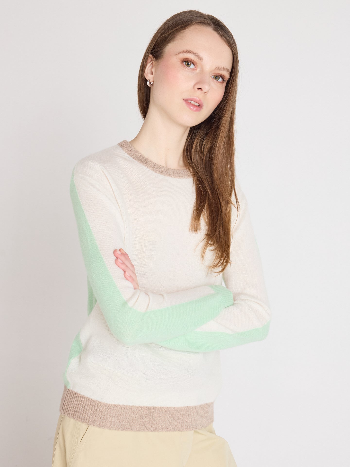 Zoey - Kaschmirpullover mit Rundhalsausschnitt - cream